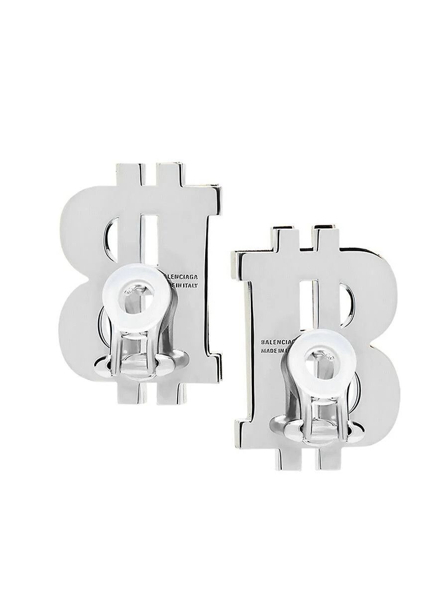 Balenciaga o1srvl11e1124 Size: OS / B-Coin Earrings in Silver Size ONE SIZE - 6 Thumbnail