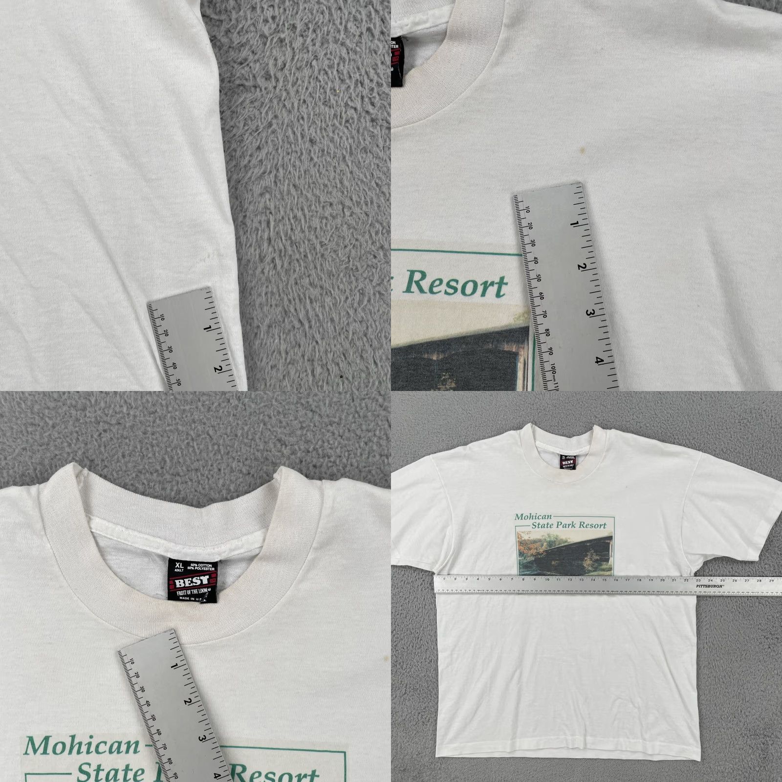 Fruit Of The Loom VINTAGE Fruit of the Loom XL White Single Stitch T Shirt Mens USA Crew Neck Short Sleeve 100% Cotton Size US XL / EU 56 / 4 - 8 Thumbnail
