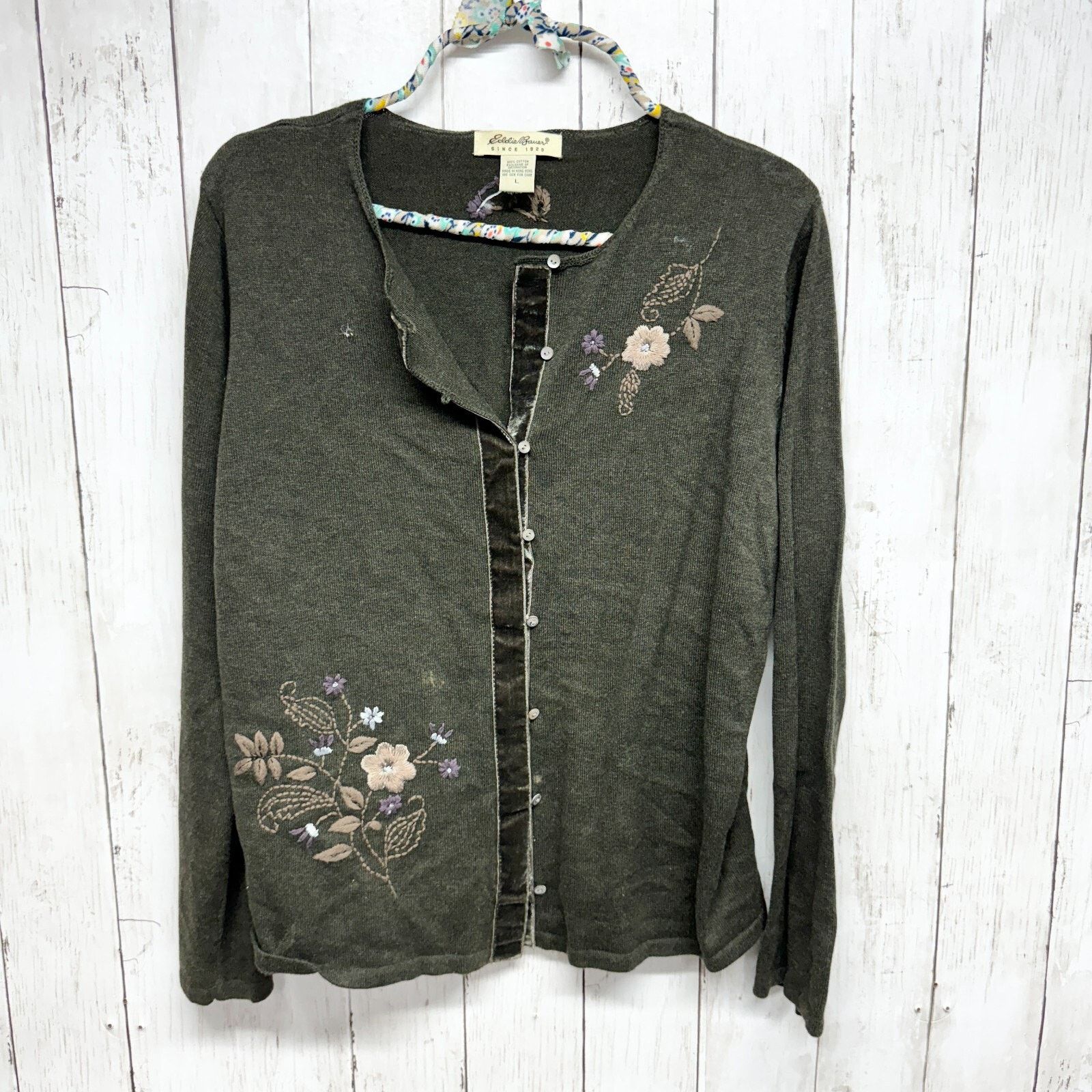 Eddie Bauer VTG Eddie Bauer Size L 100% Cotton Cottage Green Button Down Size L / US 10 / IT 46 - 1 Thumbnail