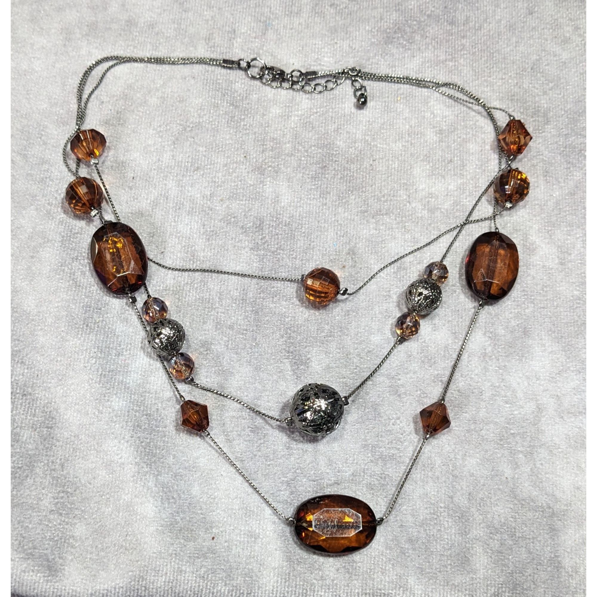 Other Rustic Brown Gemmed Silver Tone Accent Layered Station Neckl Size ONE SIZE - 5 Thumbnail