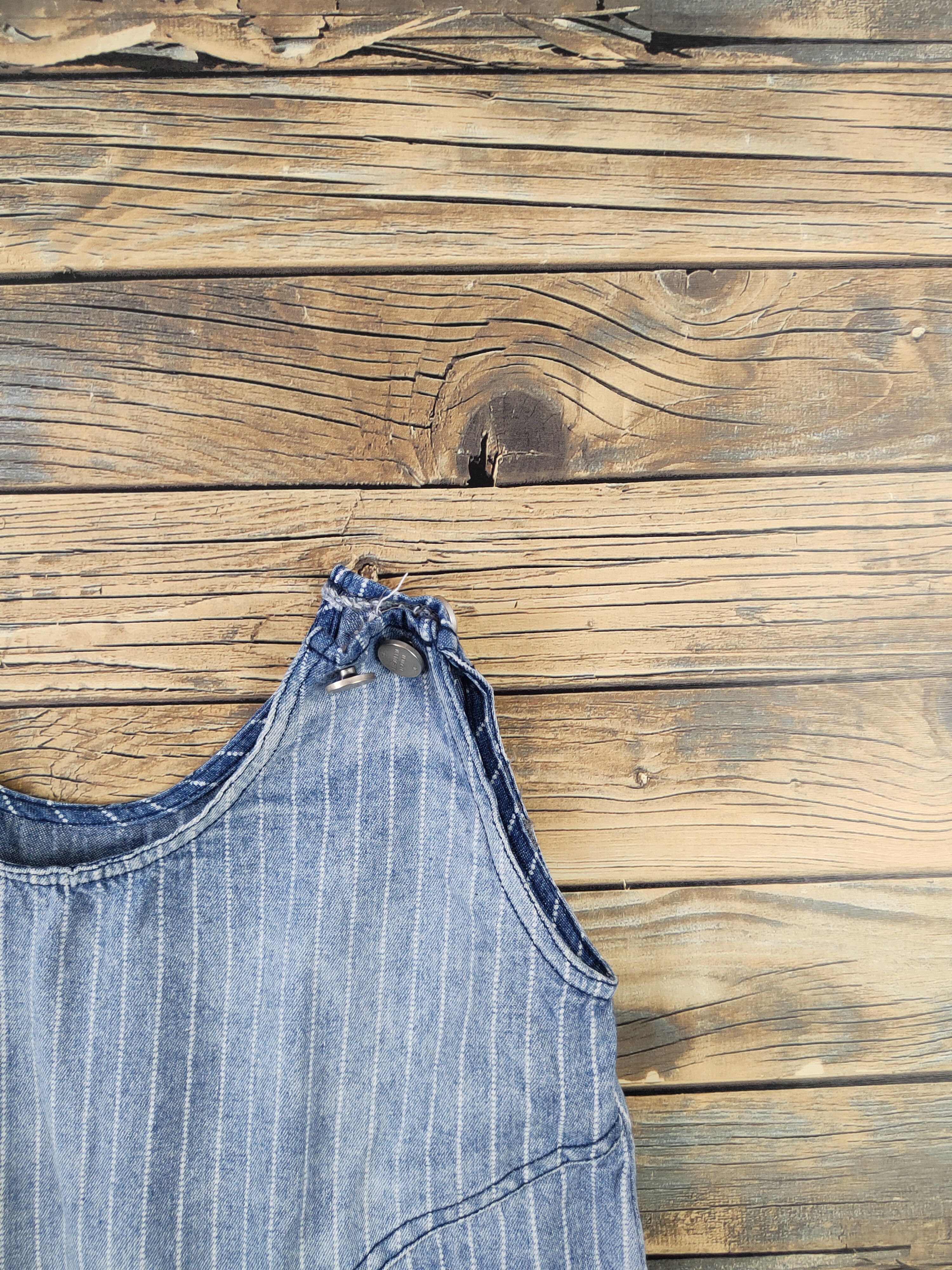 Japanese Brand × Vintage Vintage item 🔥Ief Blue Denim Half Shoulder Skirt Jumpsuits Size 37" - 4 Thumbnail