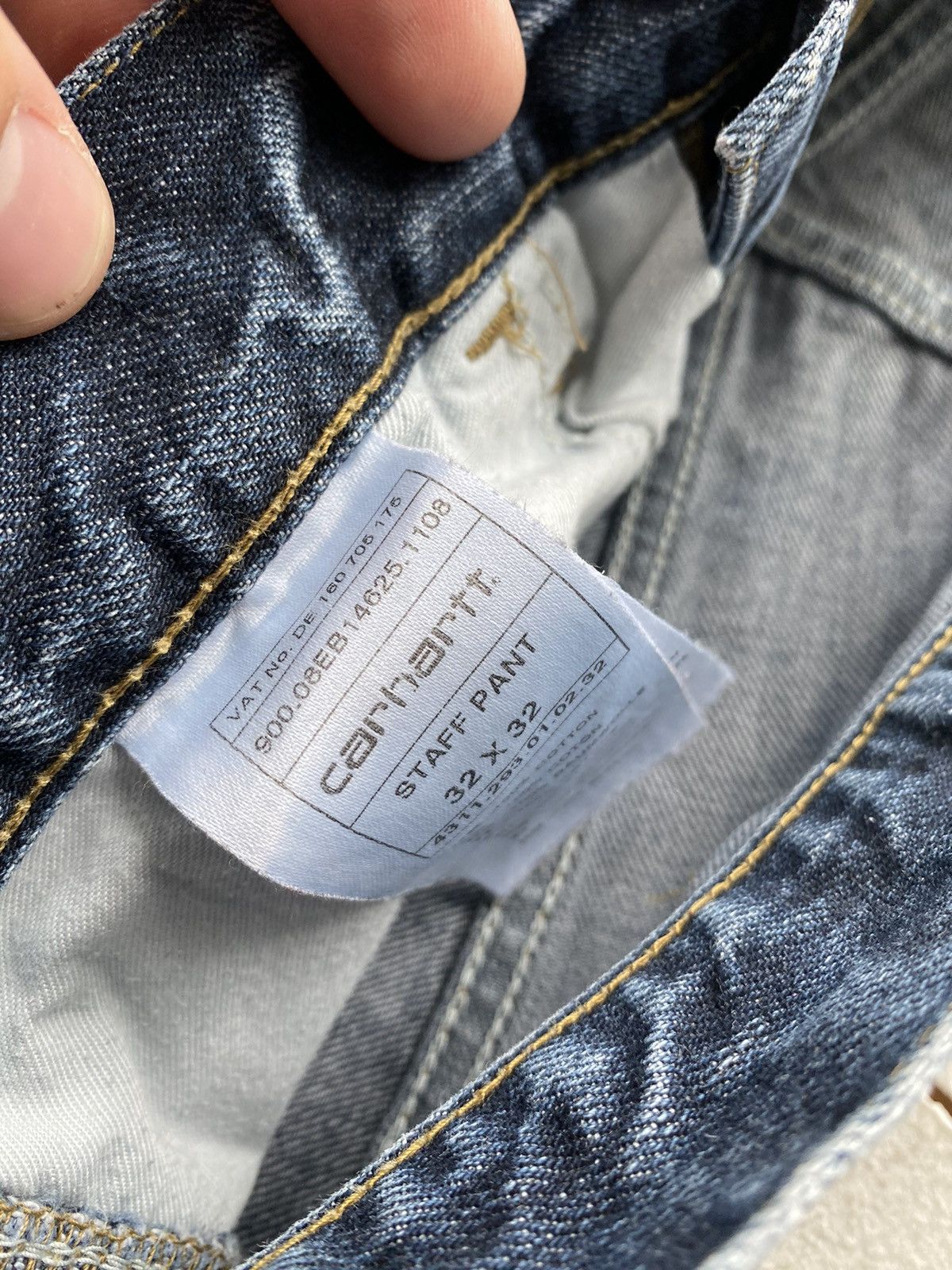 Carhartt × Carhartt Wip × Vintage 90s Carhartt Blue Washed Work Wip Jeans mens 33 Size US 33 - 3 Thumbnail