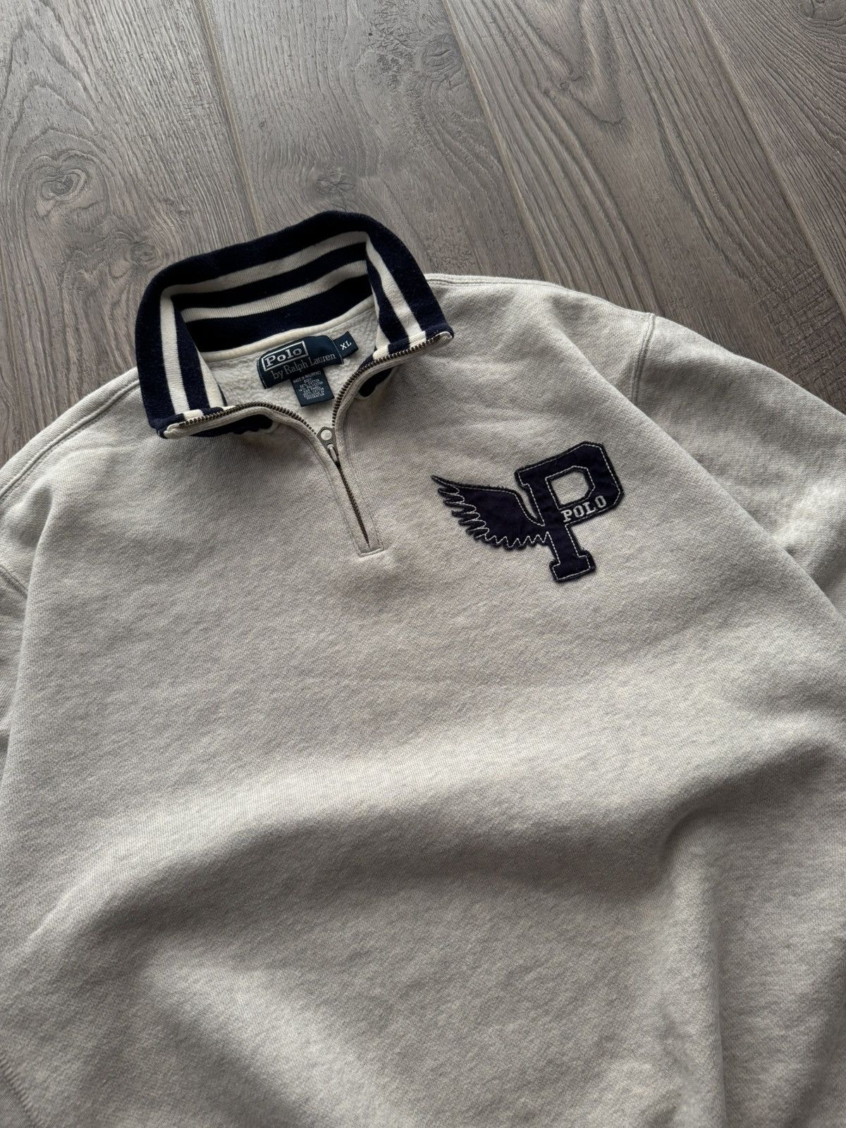 Polo Ralph Lauren Rare 1992 OG Big P Wing Half Zip Sweatshirt Size US XL / EU 56 / 4 - 2 Thumbnail