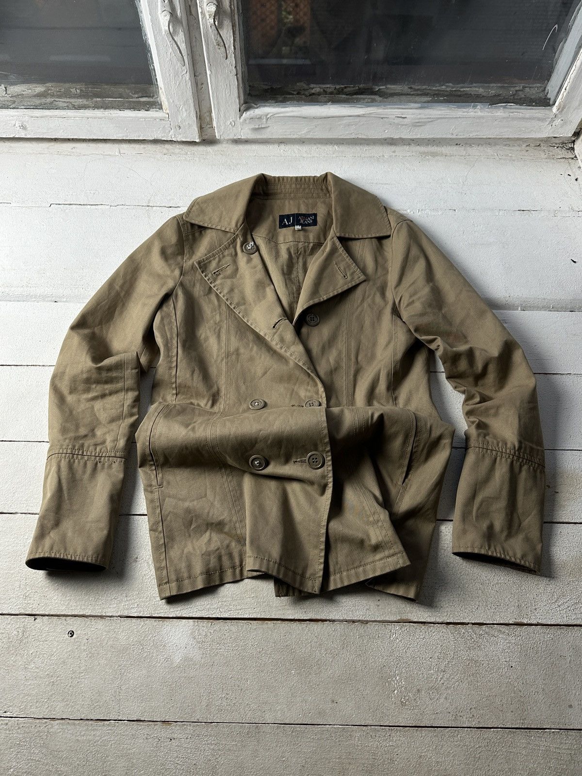 Armani 🚨ARMANI JEANS BEIGE BROWN WOMEN COAT LUXURY OLD MONEY Size L / US 10 / IT 46 - 1 Thumbnail