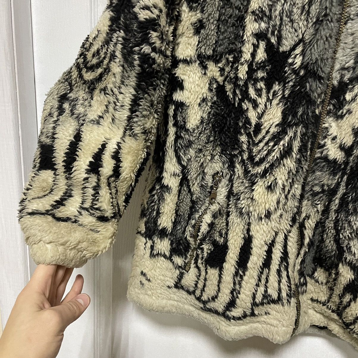 Vintage Vintage 90's wolf Print Fleece Sherpa Jacket animal forest Size US S / EU 44-46 / 1 - 2 Thumbnail