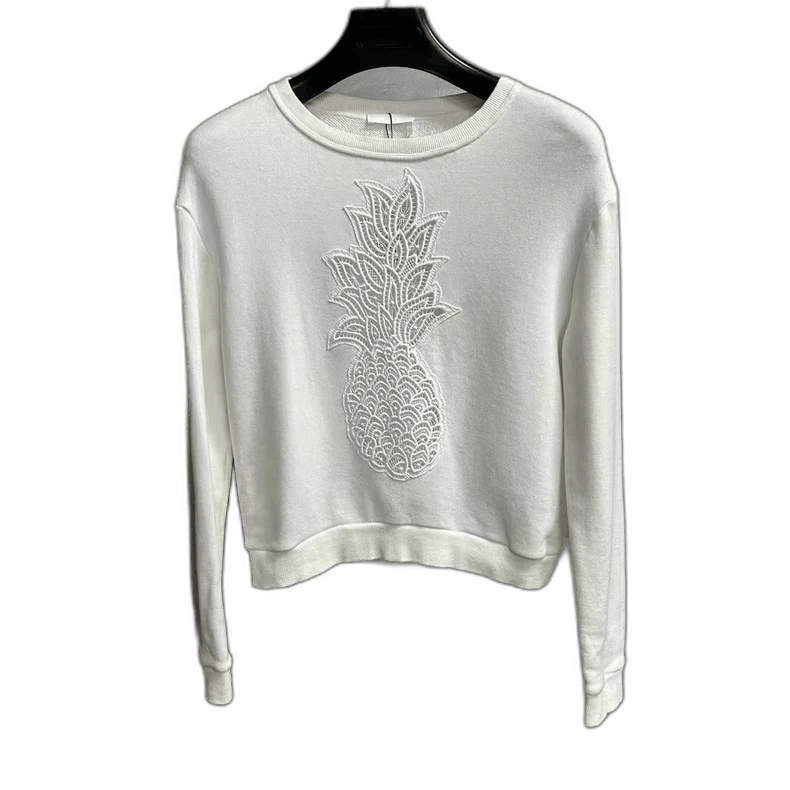 Chloe White Pineapple Embroidered Logo Sweatshirt-yf Size US S / EU 44-46 / 1 - 1 Thumbnail