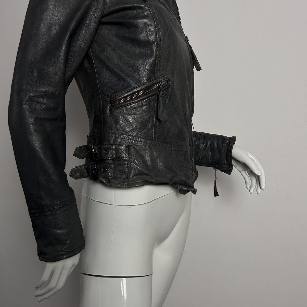 Other Vintage distressed biker asymmetric leather jacket Size S / US 4 / IT 40 - 5 Thumbnail