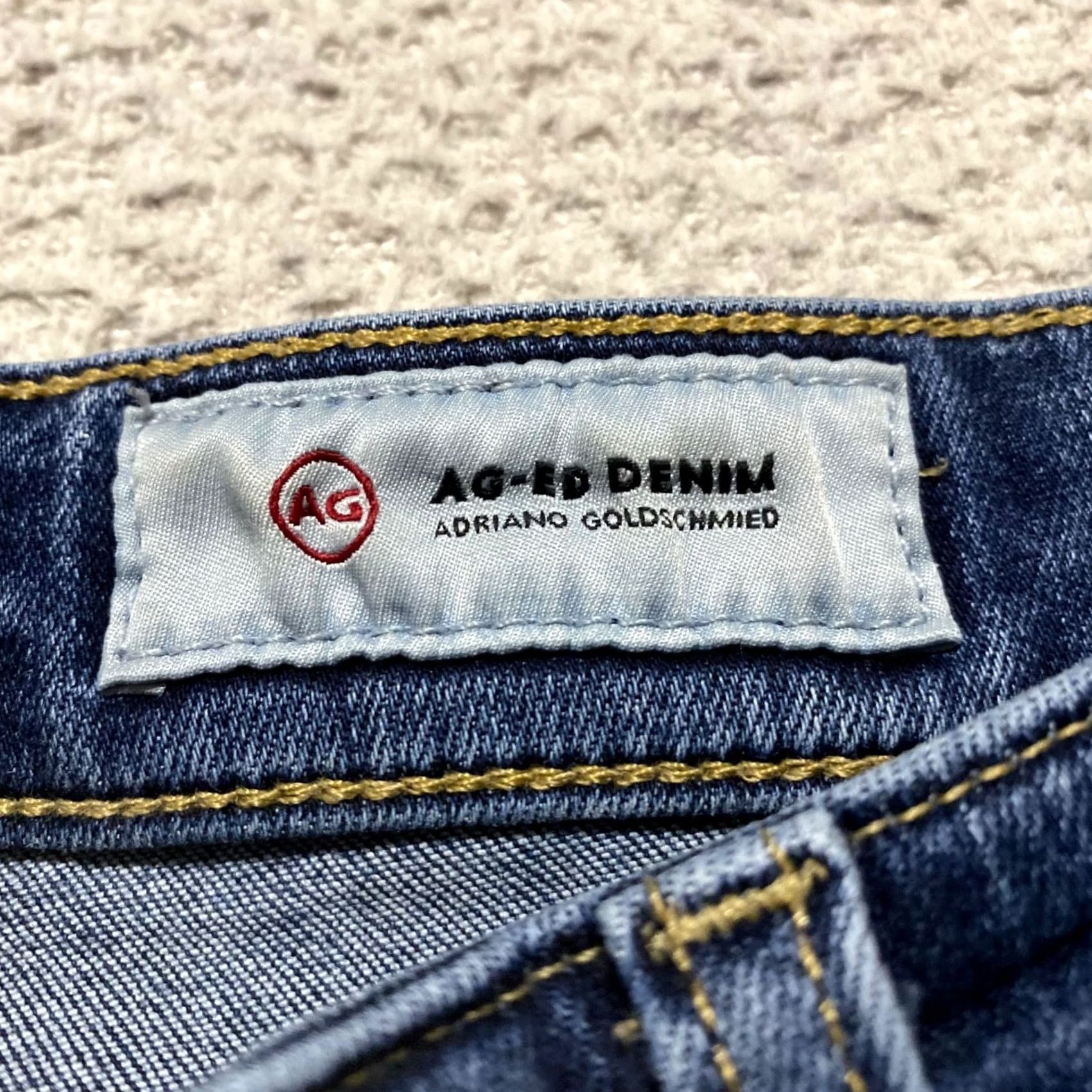 Denime AG Adriano Goldschmied Jeans Womens 28 Blue Skinny Slit Distressed 5-Pocket Denim Farrah 28in Inseam Rise High Adult Womens Jeans Blue - Size 28" / US 6 / IT 42 - 3 Thumbnail