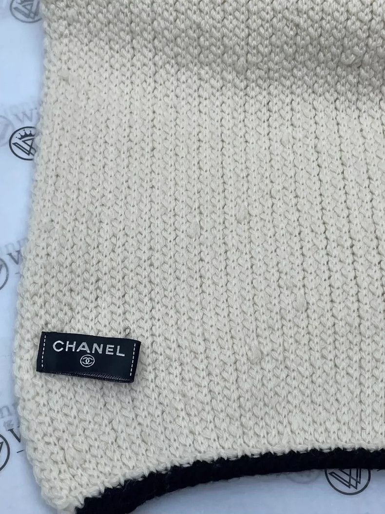 Chanel Chanel Black and white color-blocked cashmere scarf 2504-Ne Size ONE SIZE - 5 Thumbnail