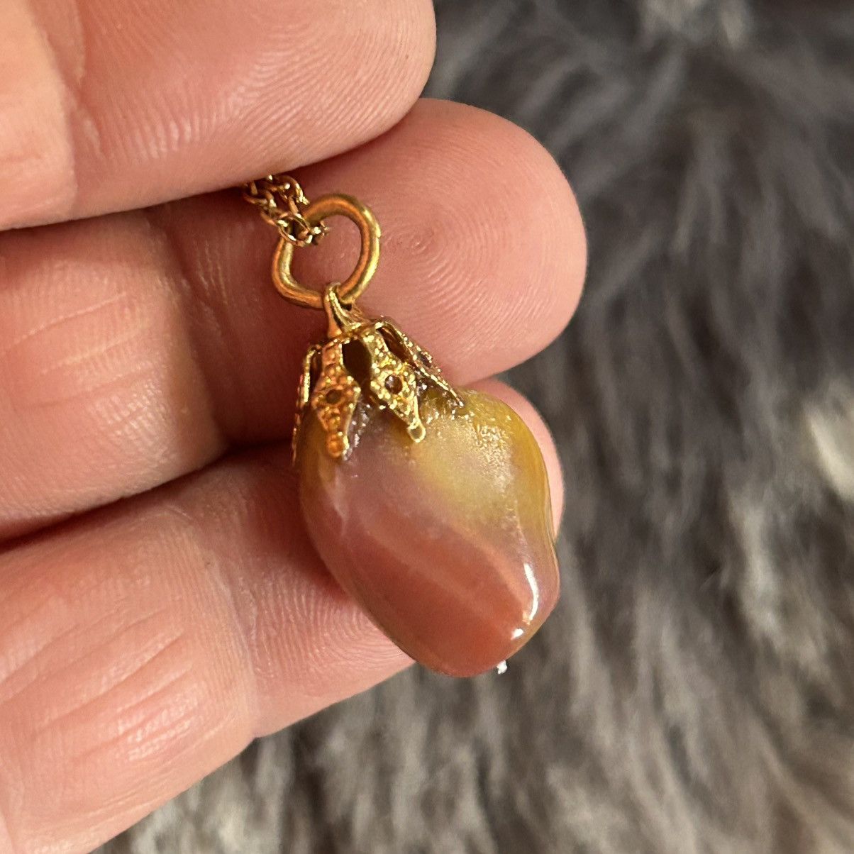 Vintage Handcrafted vintage capped mookaite stone pendant necklace Size ONE SIZE - 6 Thumbnail