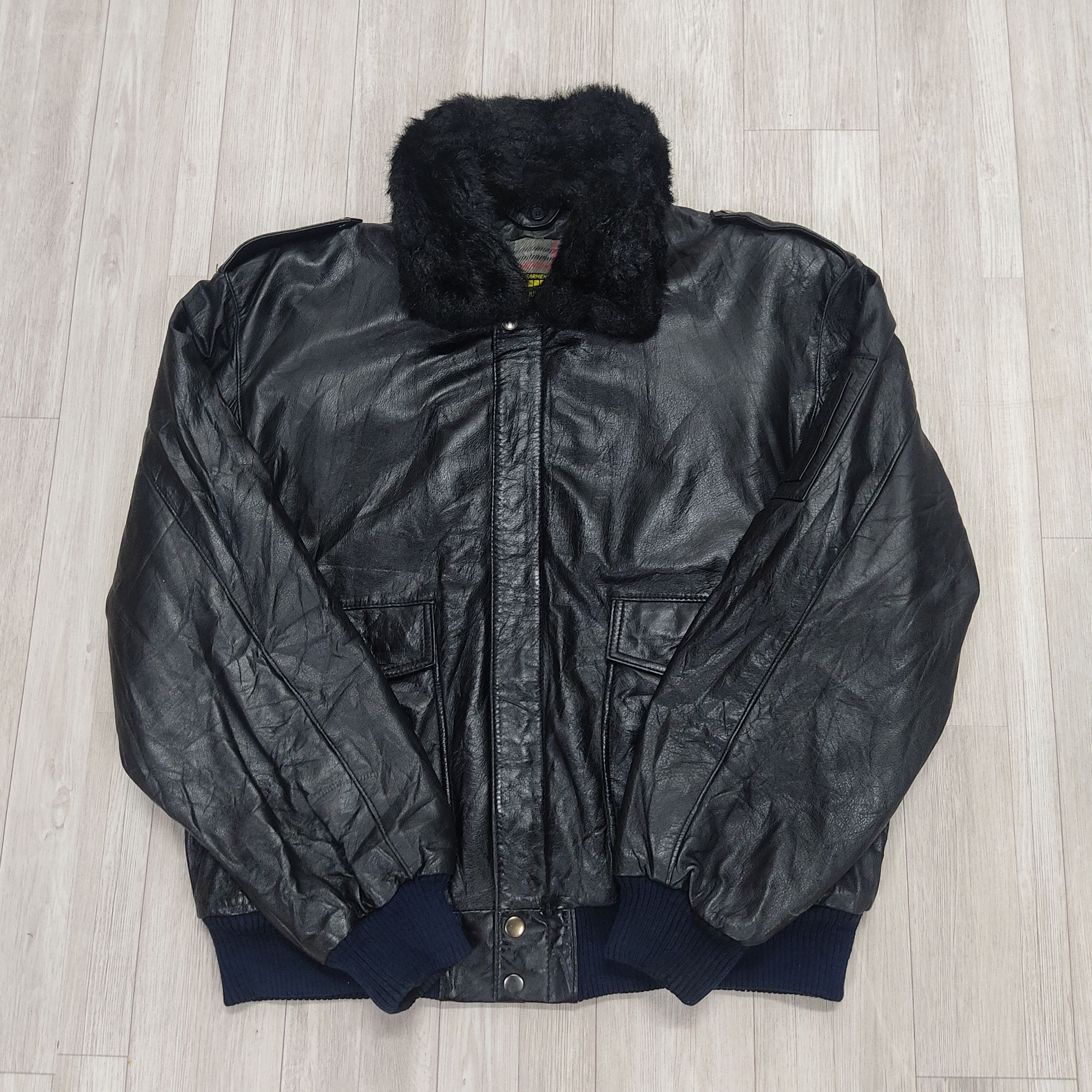 Genuine Leather US AIR FORCE Aviator Bomber Cowhide Leather Jacket Size US XL / EU 56 / 4 - 5 Thumbnail
