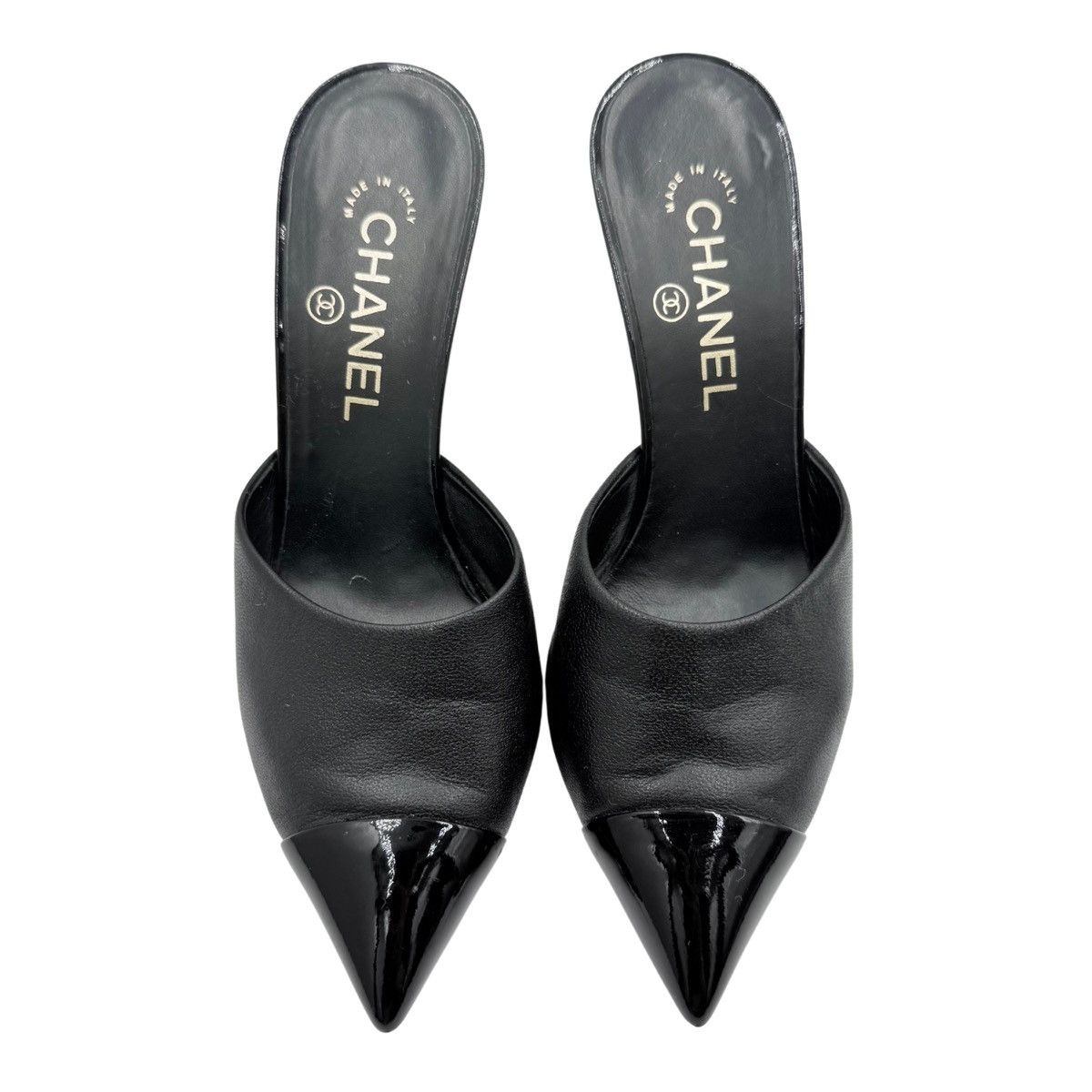 Chanel Chanel Interlocking CC Pearl Pointed Toe Heeled Mules Black Size US 7.5 / IT 37.5 - 2 Thumbnail
