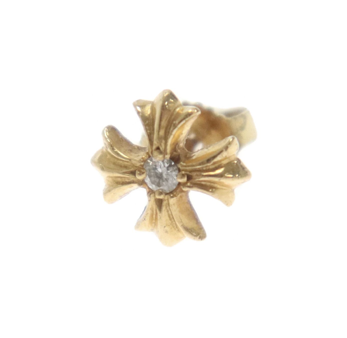 image of Chrome Hearts 22K Gold Ch Cross Diamond Earring, Men's
