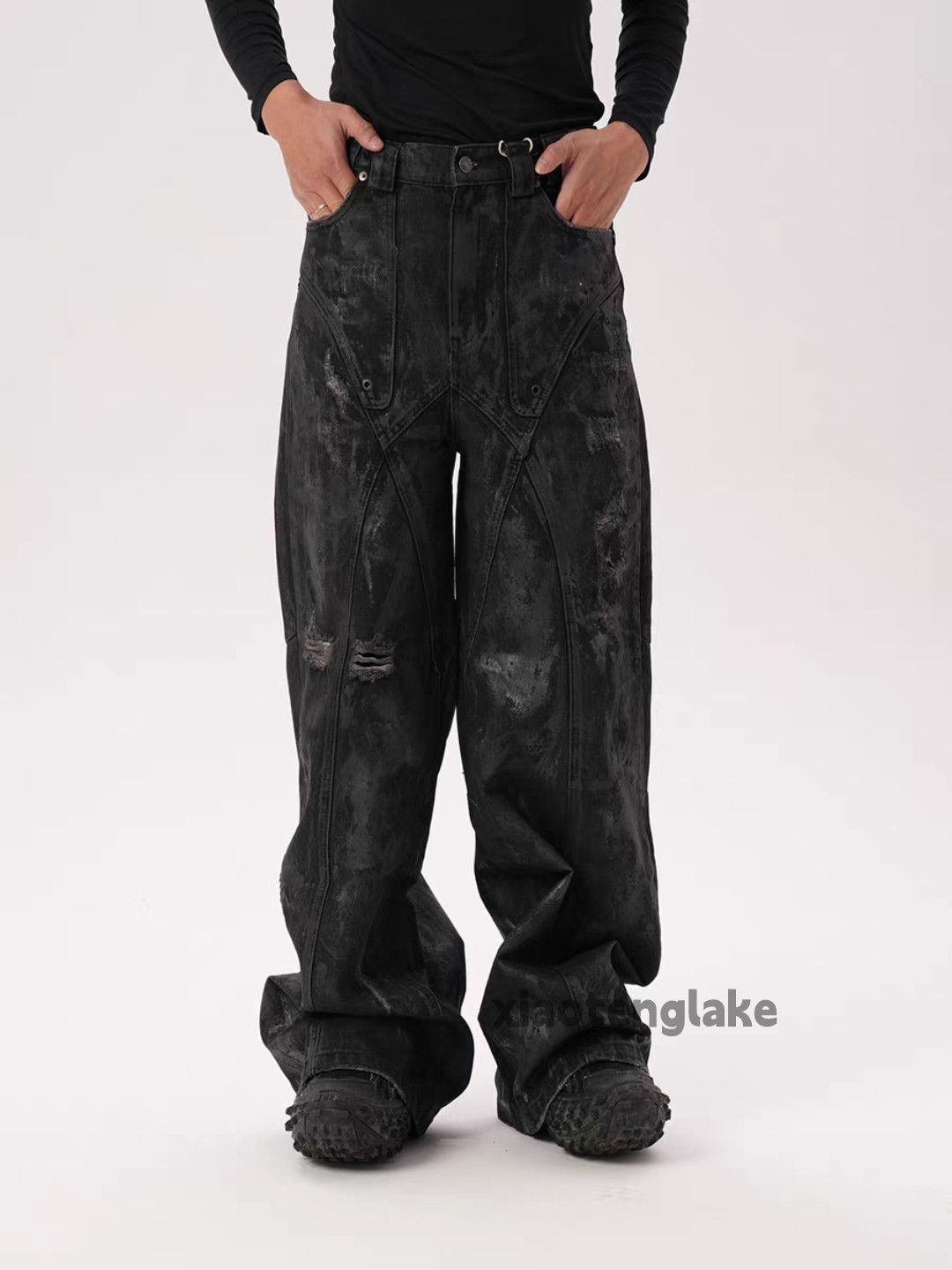Jean xtl vintage wide Leg loose hiphop Stain wax jeans Size US 32 / EU 48 - 1 Thumbnail