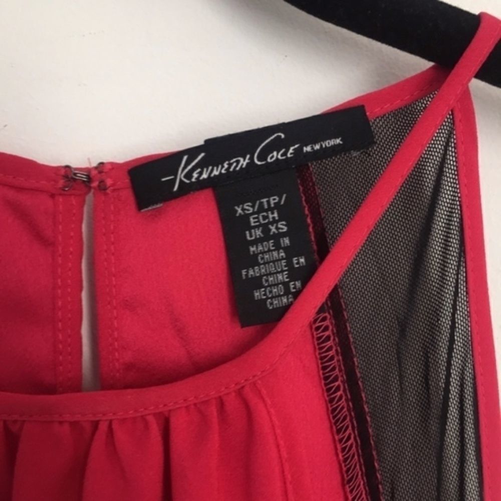 Kenneth Cole Kenneth Cole Pink Sleeveless Ruffle Top Mesh Detail Draped B Size XS / US 0-2 / IT 36-38 - 4 Thumbnail