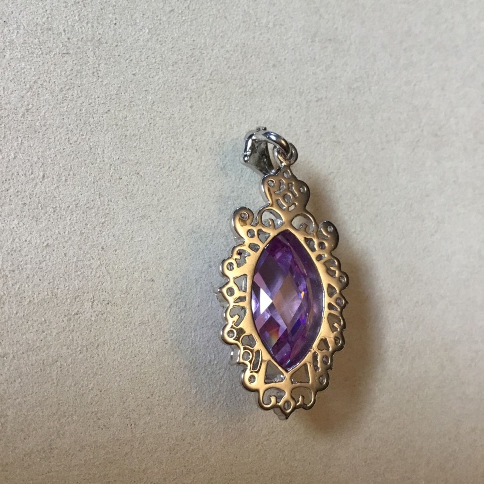 Other Sterling Silver Purple Crystal Statement Pendant Size ONE SIZE - 11 Thumbnail