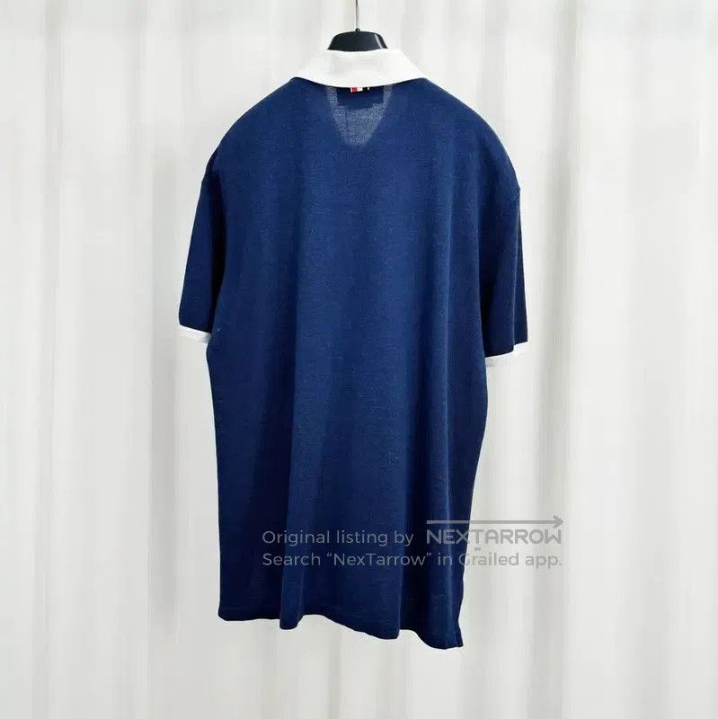 Thom Browne Thom Browne Summer Blue Striped Logo Polo . Size US M / EU 48-50 / 2 - 2 Thumbnail