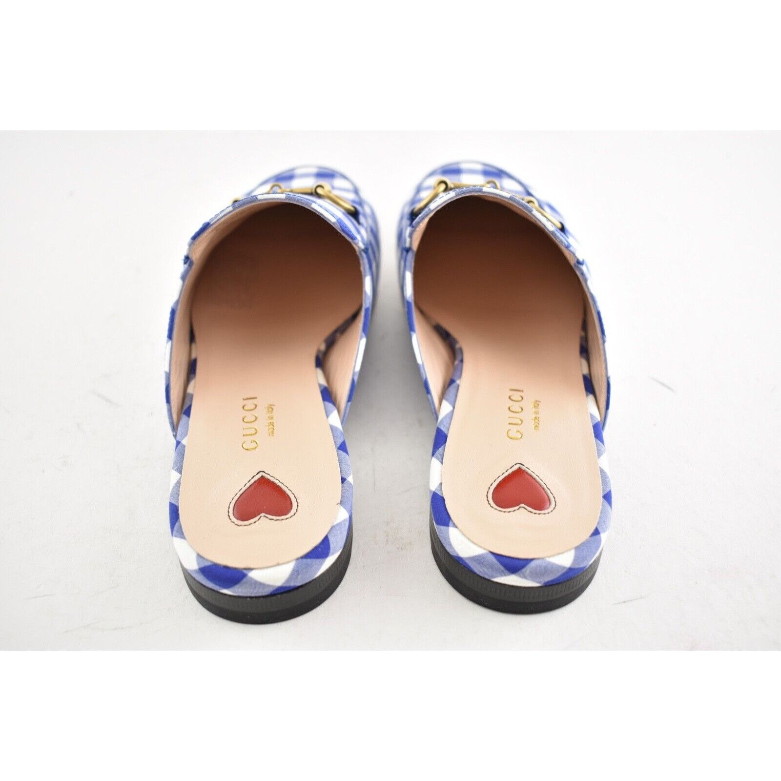Gucci Gucci Princetown Blue White Plaid Check Slide Loafer Mule Size US 6 / IT 36 - 11 Thumbnail