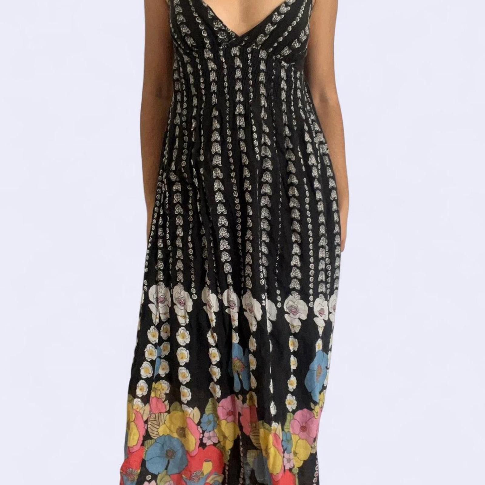 Other Black & multi-colored maxi dress with floral spaghetti strap Size S / US 4 / IT 40 - 1 Thumbnail