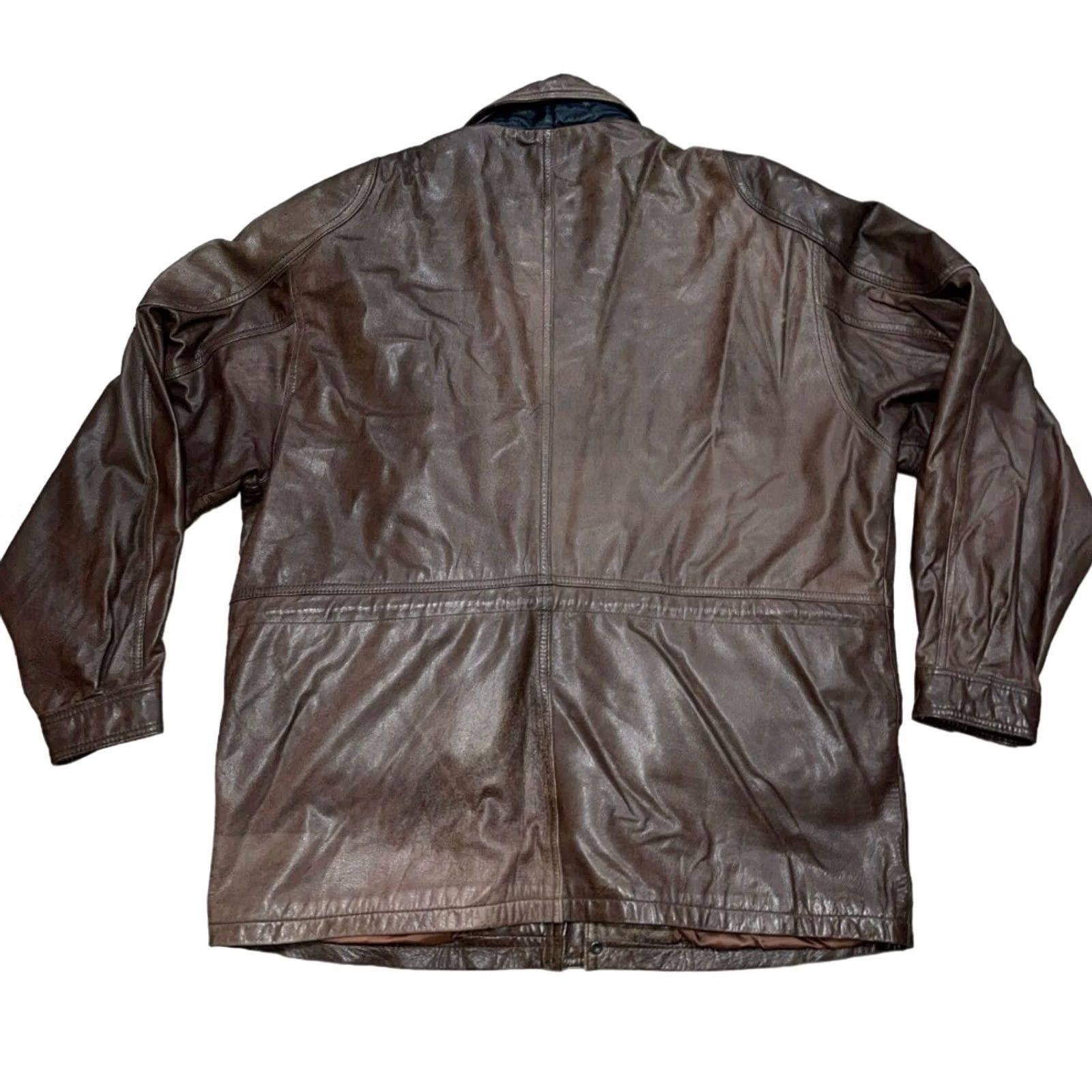Vintage VINTAGE Reed Leather Bomber Jacket Coat Thinsulate Lined Sz 46 BIG Mens Brown 90s Classic Leather Bomber Zip Snap Pockets Cinch Waist Leather Coat Size US S / EU 44-46 / 1 - 3 Thumbnail