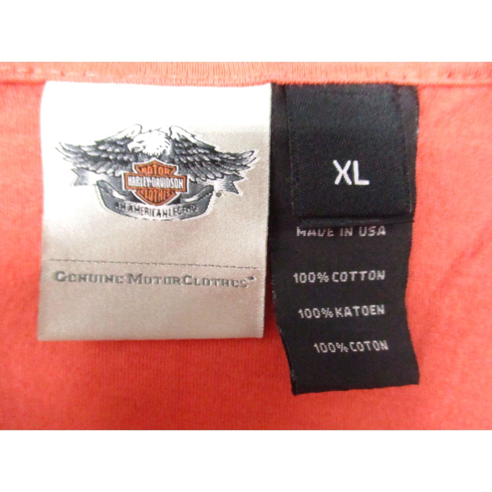 Harley Davidson Harley-Davidson Shirt XL Women Orange Motorcycle Biker Short Sleeve Stretch Logo Vintage Size XL / US 12-14 / IT 48-50 - 3 Thumbnail