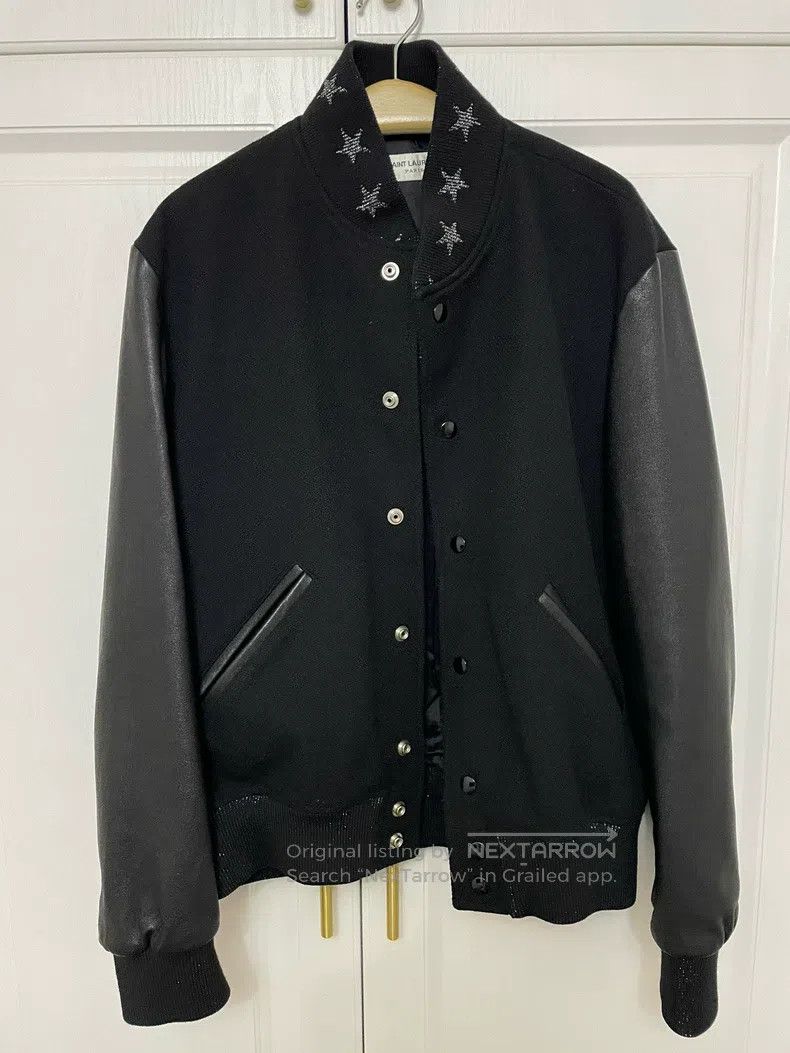 Saint Laurent Paris Saint Laurent Paris Leather Patch Sparkle Baseball Jacket Size US L / EU 52-54 / 3 - 1 Thumbnail
