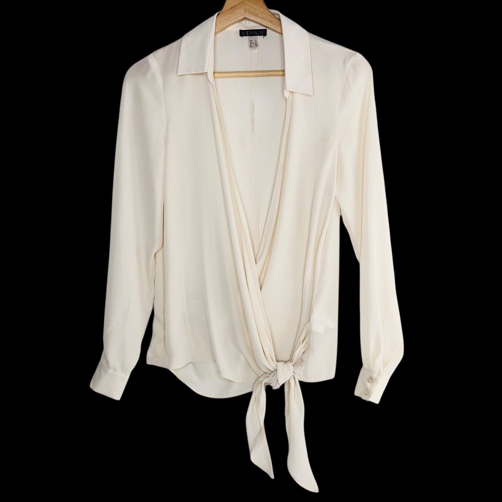 Venus Venus Wrap Ivory Top Blouse Shirt Sz 2 Tie V-neck Size XS / US 0-2 / IT 36-38 - 1 Thumbnail