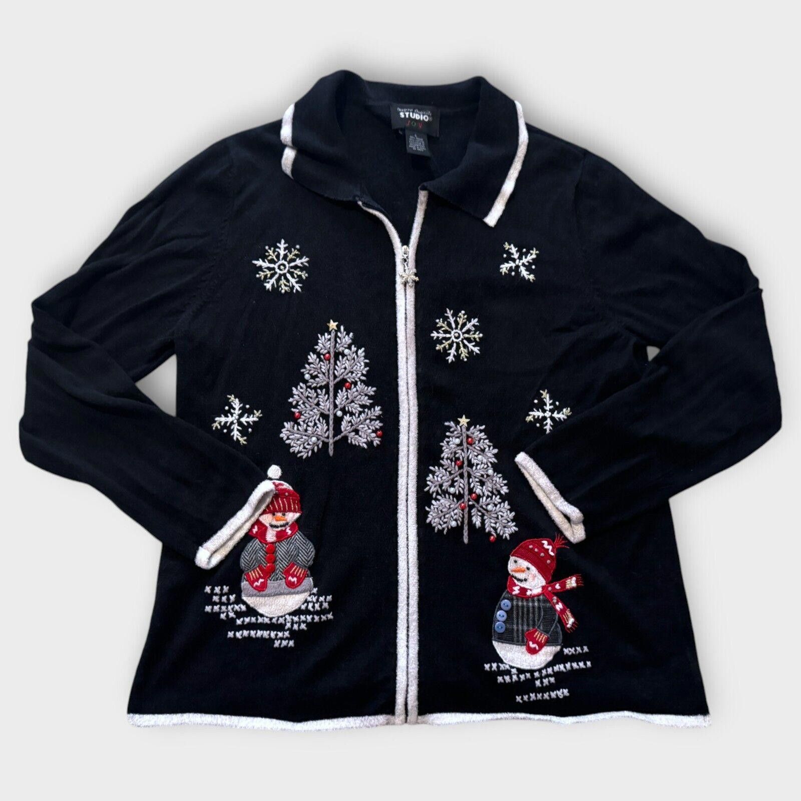 Other Y2K Era Full Zip Christmas Sweater Snowman Size L / US 10 / IT 46 - 1 Thumbnail