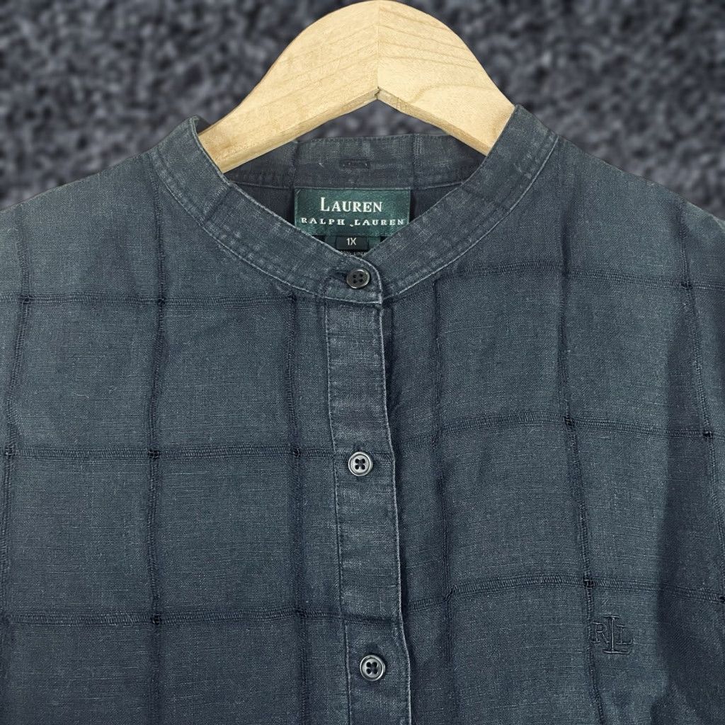 Ralph Lauren Ralph Lauren Button Shirt Women’s 1X Black 100% Linen Long Sleeve Band Collar Shirt Woman Plus Size Reg/Classic/Linen Canvas Vintage No Size XL / US 12-14 / IT 48-50 - 1 Thumbnail