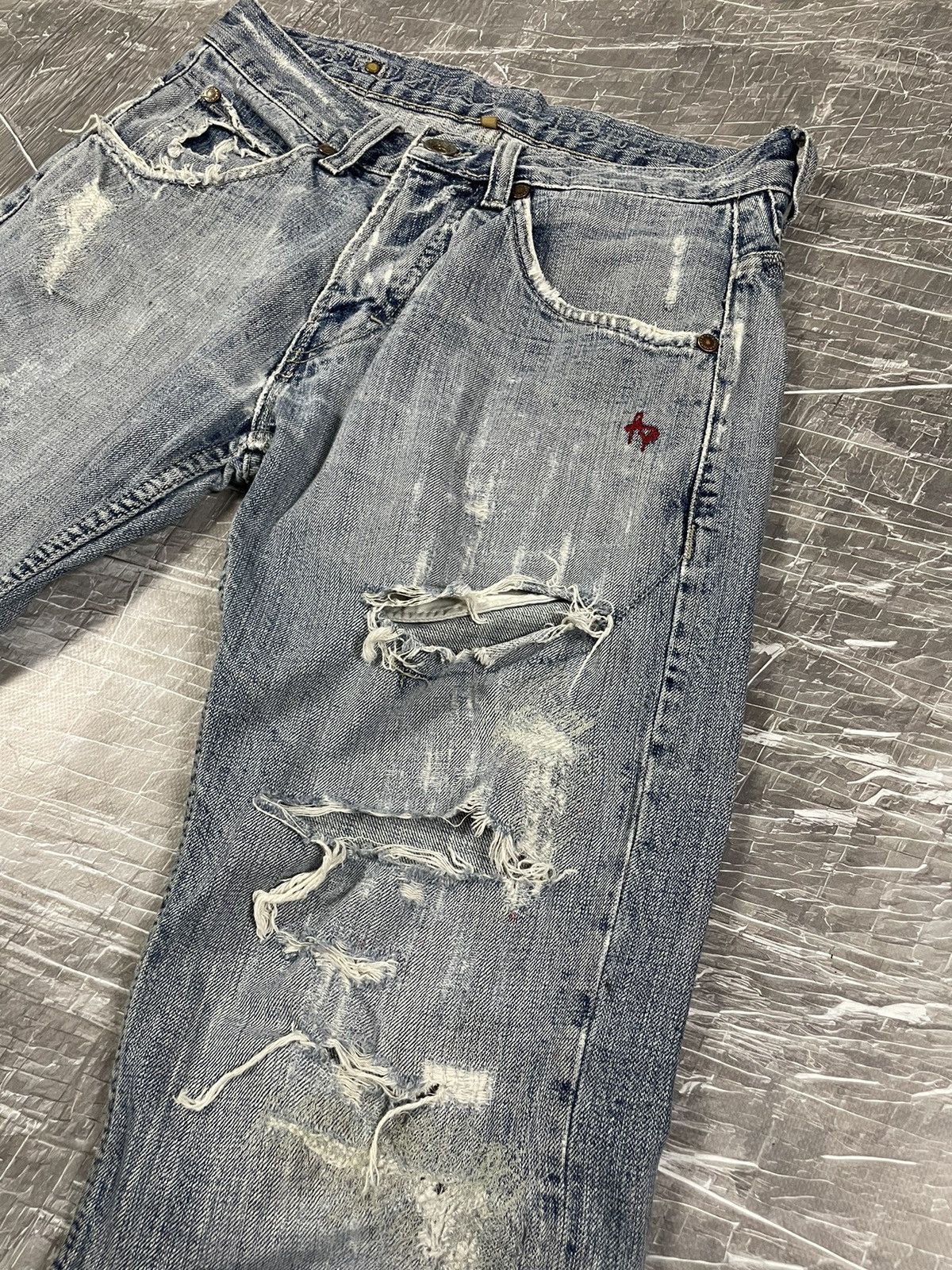 If Six Was Nine × Japanese Brand × KMRii Y2K Distressed Denim Jeans Tornado Mart Hysteric Punk Style Size US 31 - 9 Thumbnail
