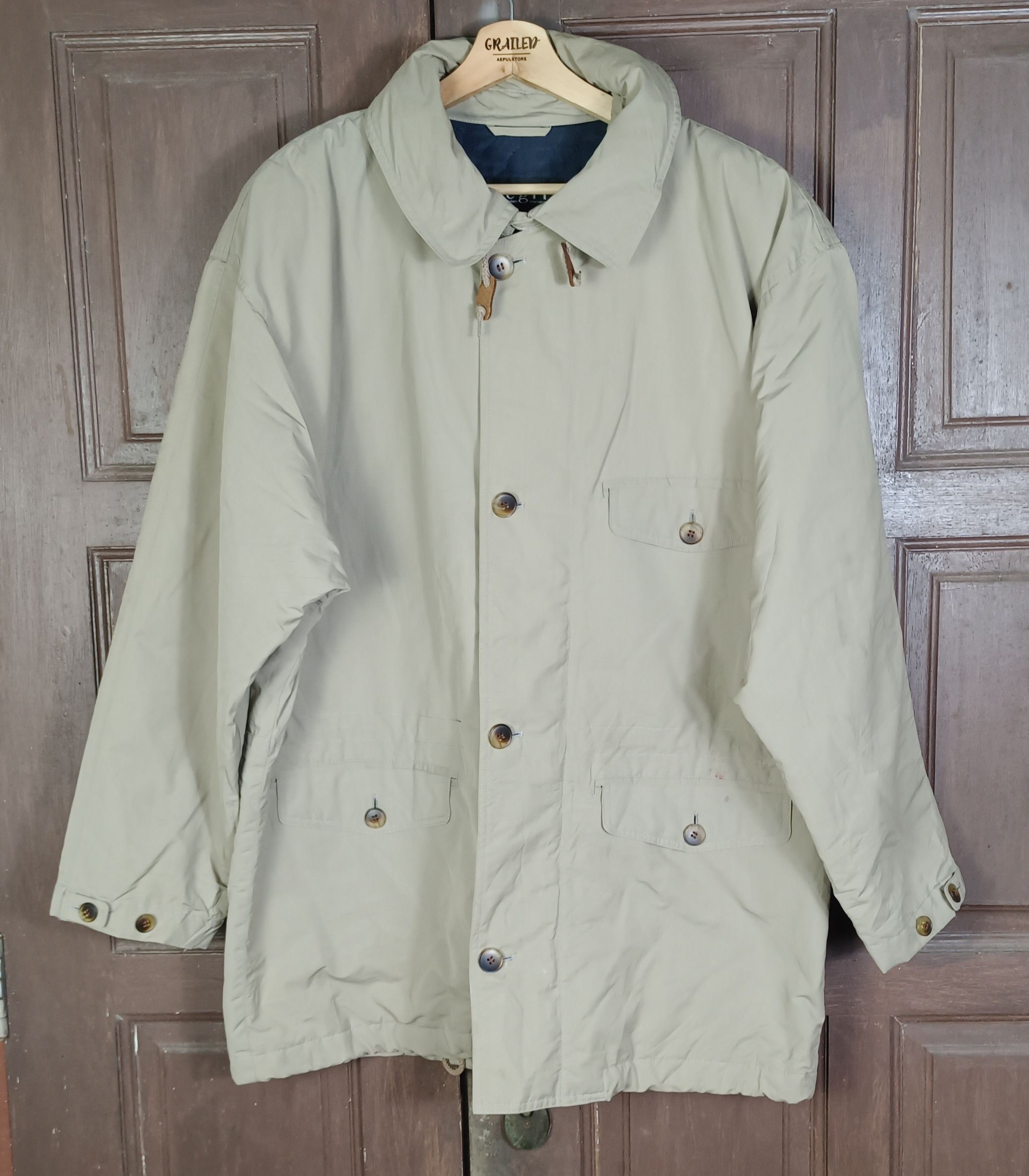 Allegri Italy Beige Khaki Nylon Snap Button High Neck deals Lightweight Jacket 44 IT 8