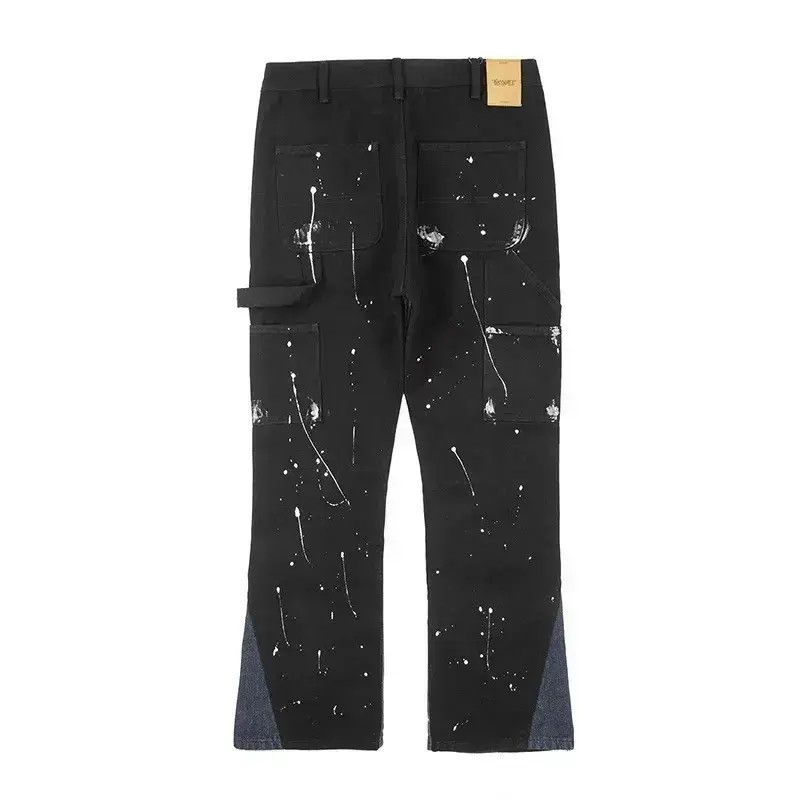 Japanese Brand Contrast Color Splice Speckled Ink Paint Micro Flared Jeans Size US 32 / EU 48 - 6 Thumbnail