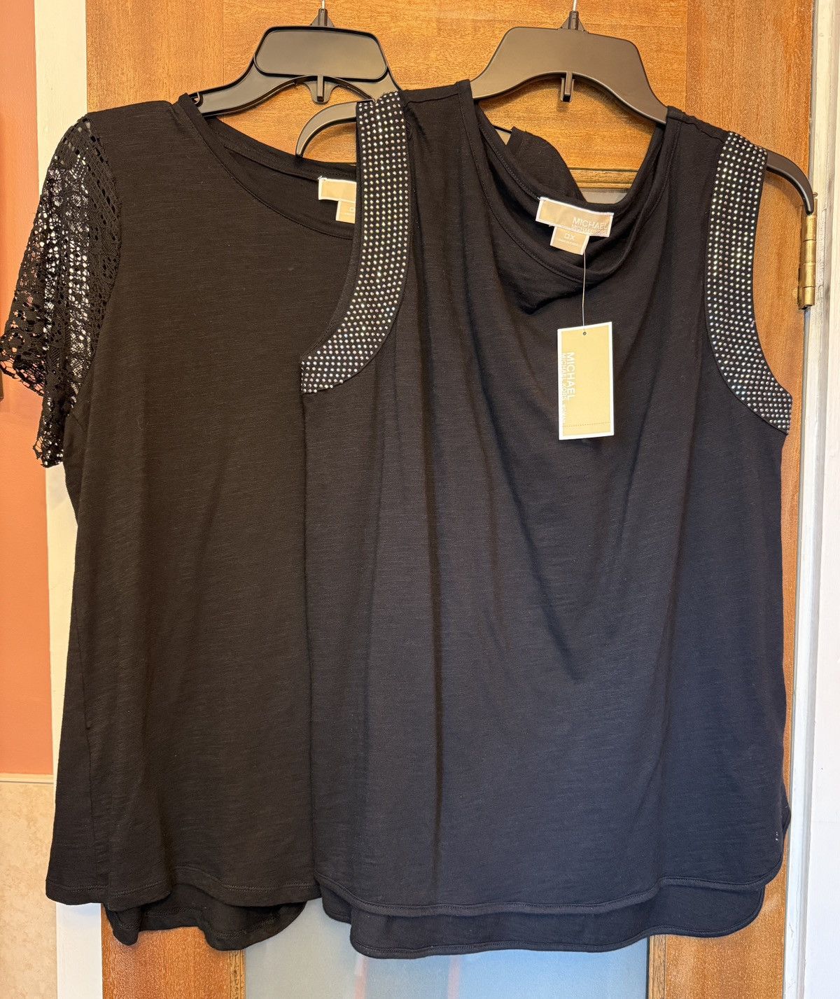Michael Kors Michael Michael Kors Women Lot of 2 Black Tops New w Tags Size ONE SIZE - 1 Thumbnail
