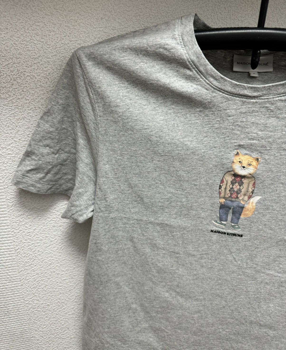 Maison Kitsune Maison Kitsune M big logo grey t-shirt fox M sz Size US M / EU 48-50 / 2 - 2 Thumbnail