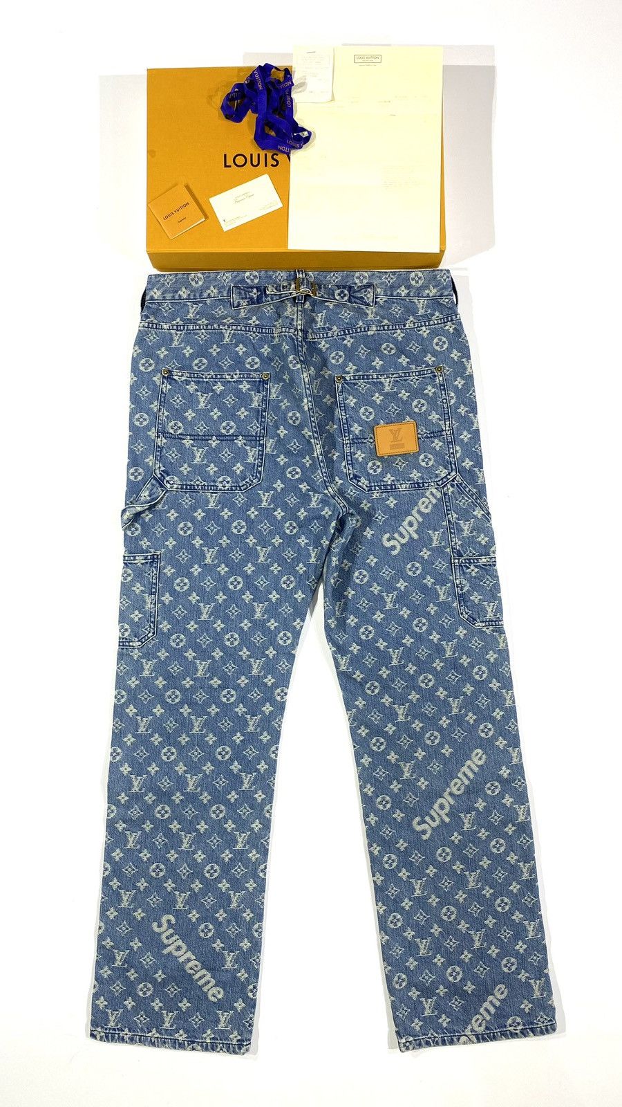 Louis Vuitton × Supreme Louis Vuitton X SUPREME 1 OF 1 Sample Carpenter Denim Jeans Size US 30 / EU 46 - 15 Thumbnail