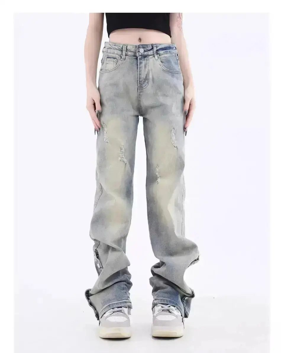 Japanese Brand Washed side zipper buckle jeans Size US 30 / EU 46 - 1 Thumbnail