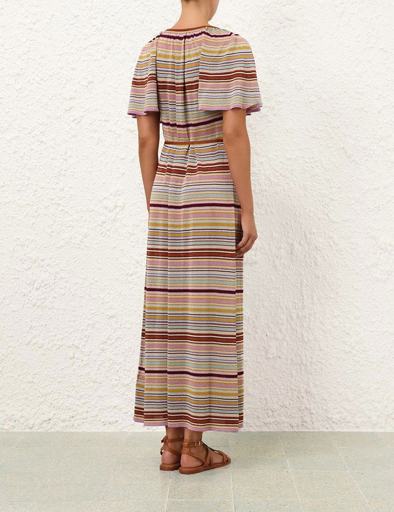 Zimmermann oc11z0226 Tallow Metallic Stripe Dress In Multicolor Size S / US 4 / IT 40 - 4 Thumbnail