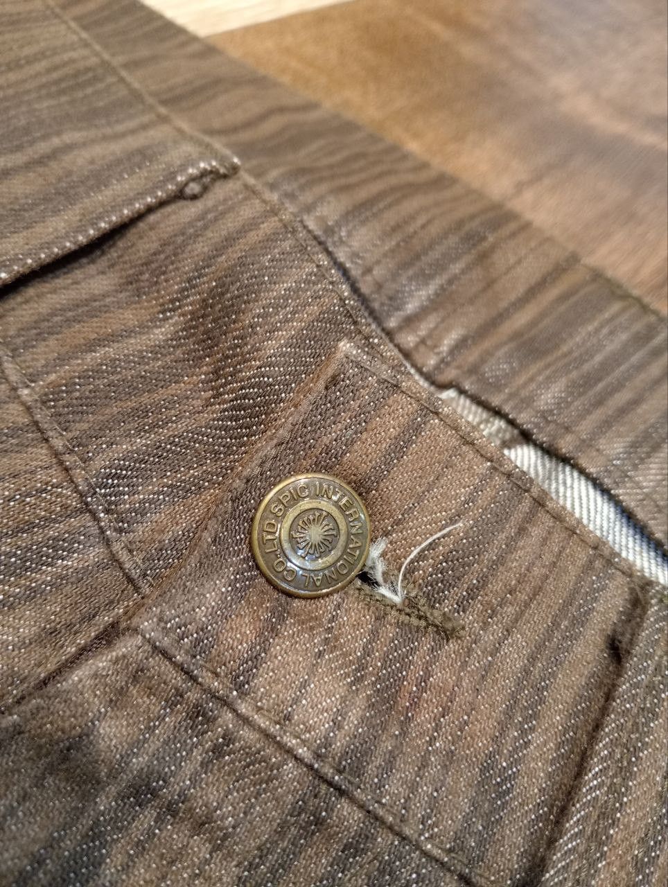Tornado Mart TORNADO MART JAPAN BROWN STRIPED FLARED DENIM PANTS Size US 35 - 7 Thumbnail