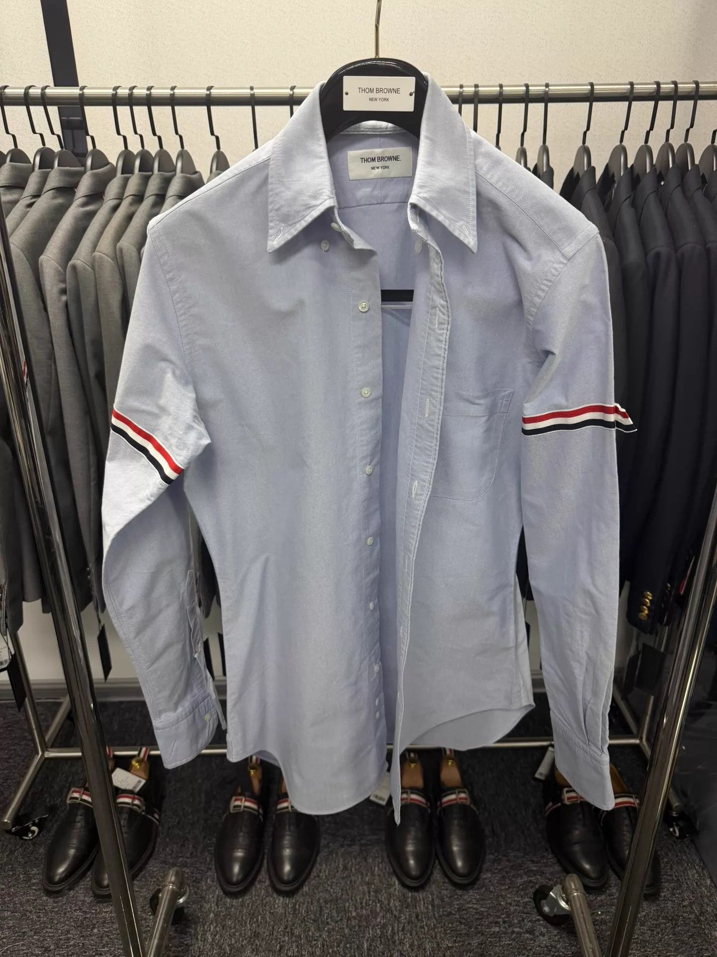 Thom Browne Thom Browne Double Sleeve Badge Oxford Blue Shirt Size 2 Size US M / EU 48-50 / 2 - 1 Thumbnail