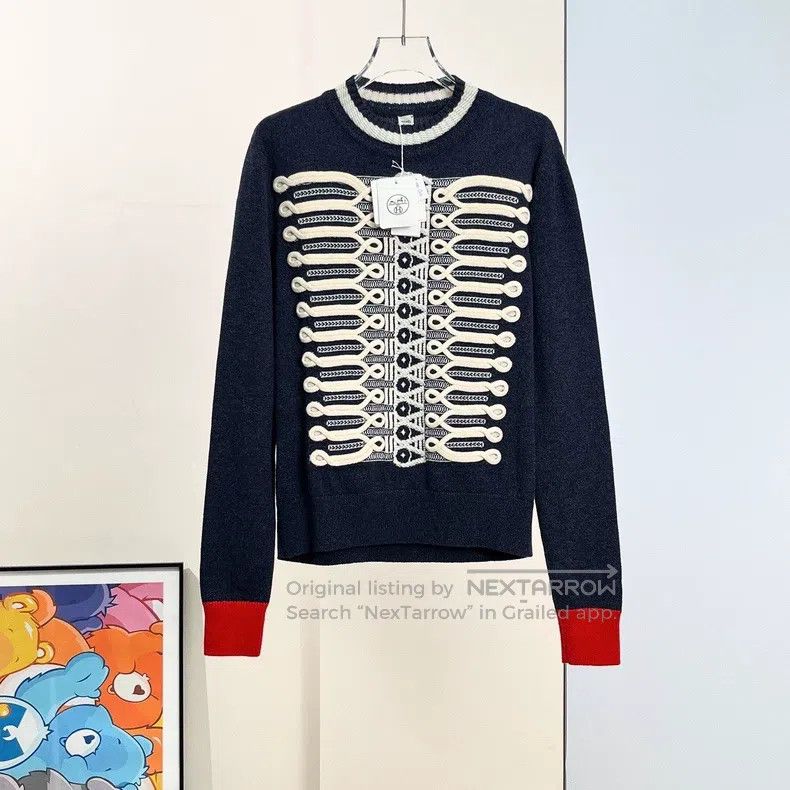 Hermes Hermes Navy Blue Embossed Button Sweater Size XS / US 0-2 / IT 36-38 - 2 Thumbnail