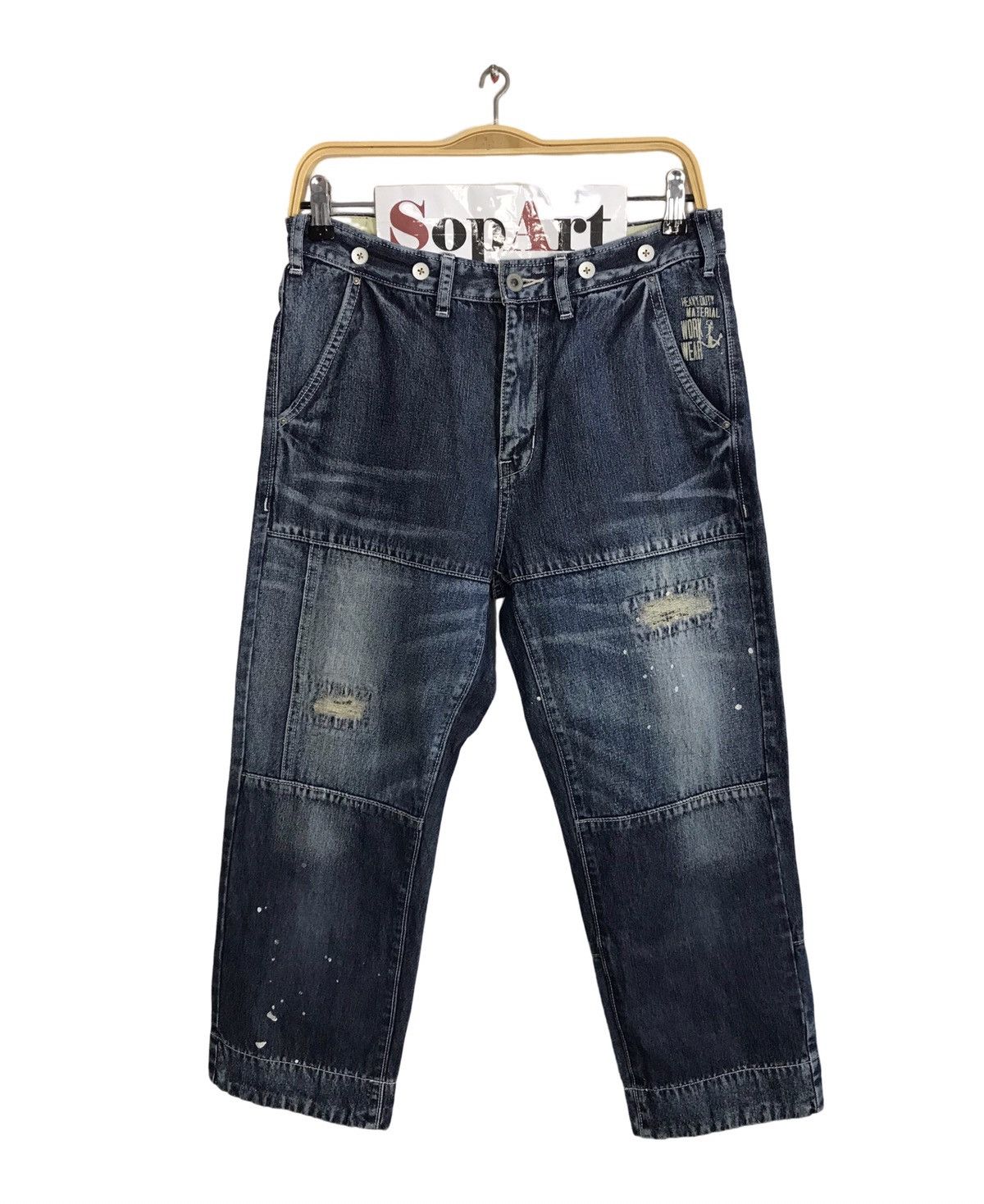 Japanese Brand × Vintage Vintage Cube sugar Buckle Back Distressed Denim Short Size US 30 / EU 46 - 1 Thumbnail