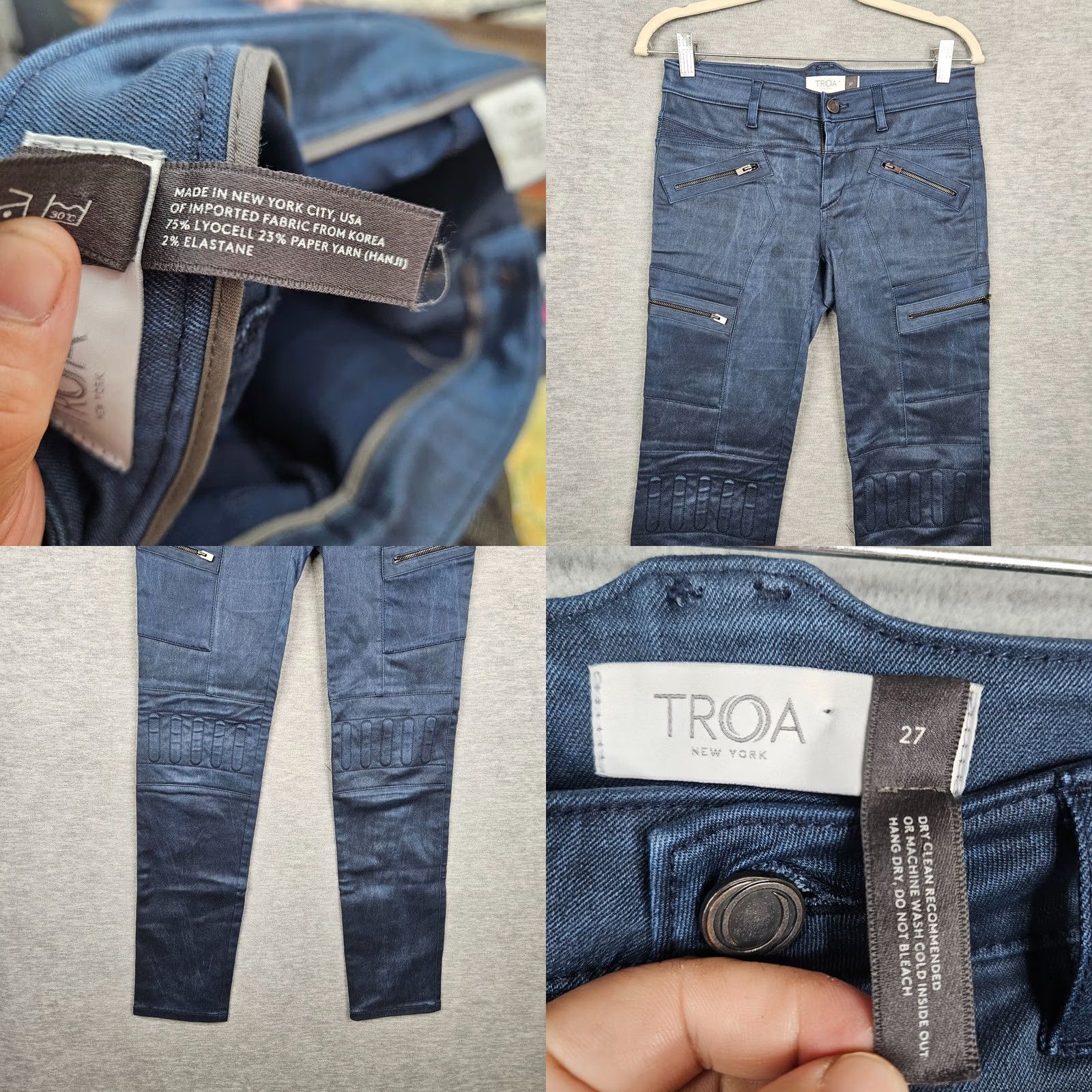 ROA Troa New York Cigarette Mid Rise Electric skinny moto jeans Size 27 Size 27" / US 4 / IT 40 - 8 Thumbnail
