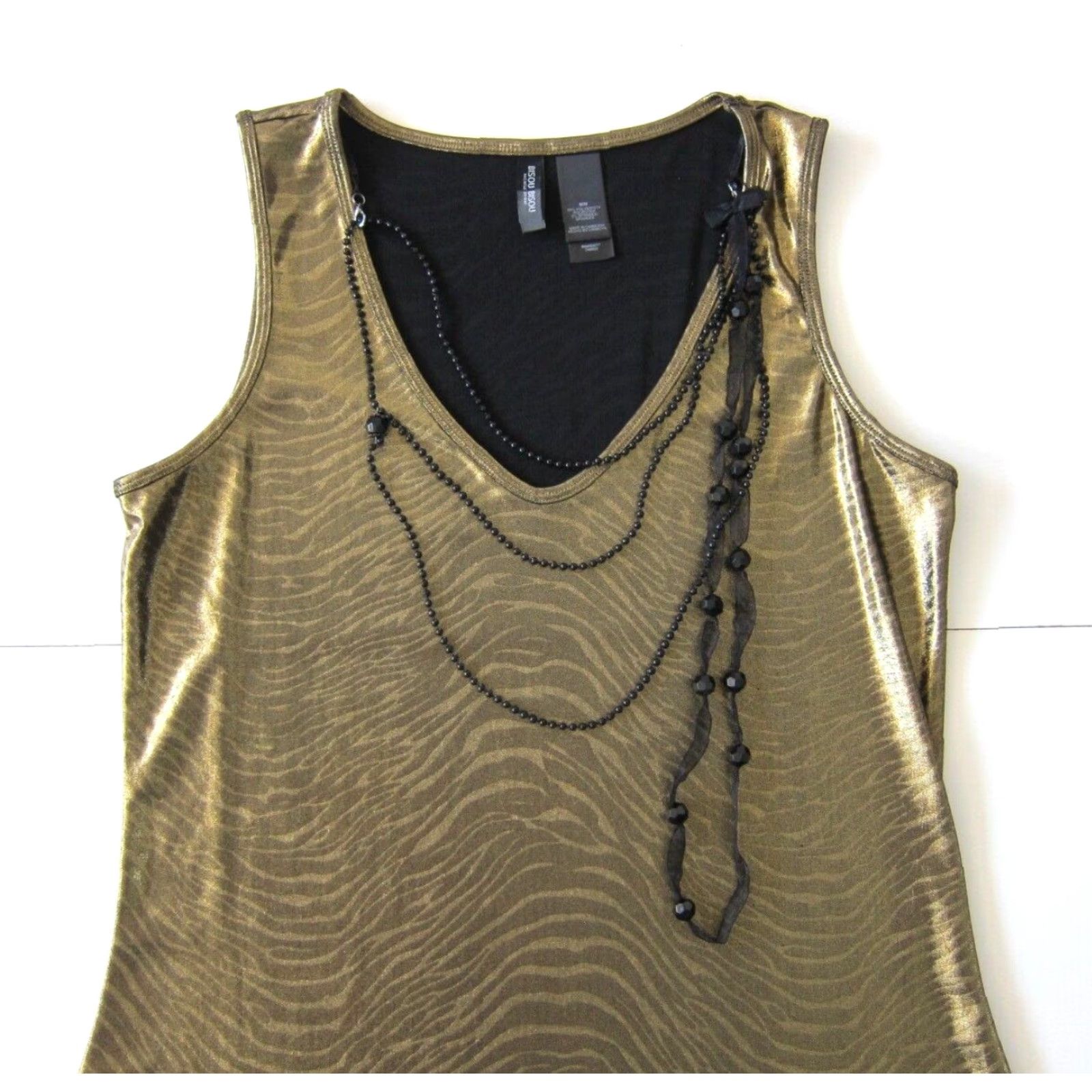 Vintage Bisou Bisou Y2K Gold Stretch Beaded Necklace Shift Tent Tank Tunic Dress Medium Size M / US 6-8 / IT 42-44 - 7 Thumbnail