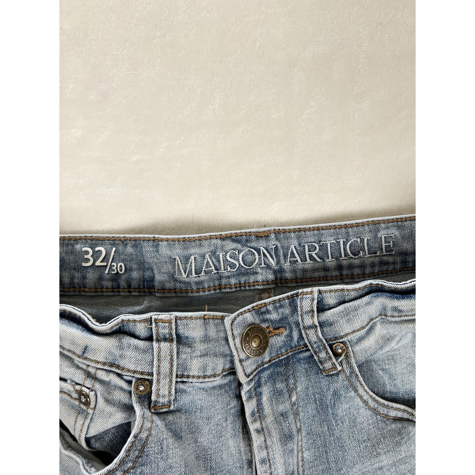 Other Maison Article Jeans Mens 32x30 Blue Distressed Johnny Strai Size US 32 / EU 48 - 2 Thumbnail