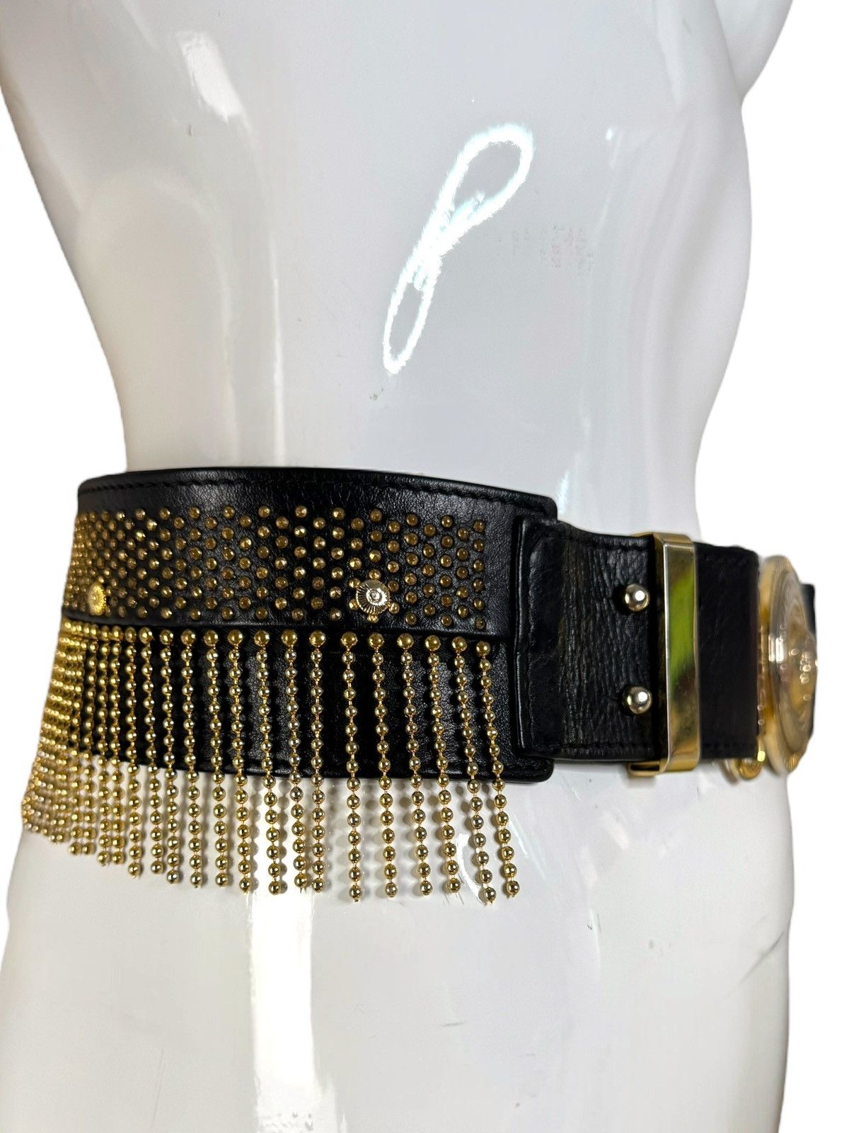 Versace Gianni Versace Vintage 90s Leather Belt with Medusa & Fringe Size ONE SIZE - 3 Thumbnail