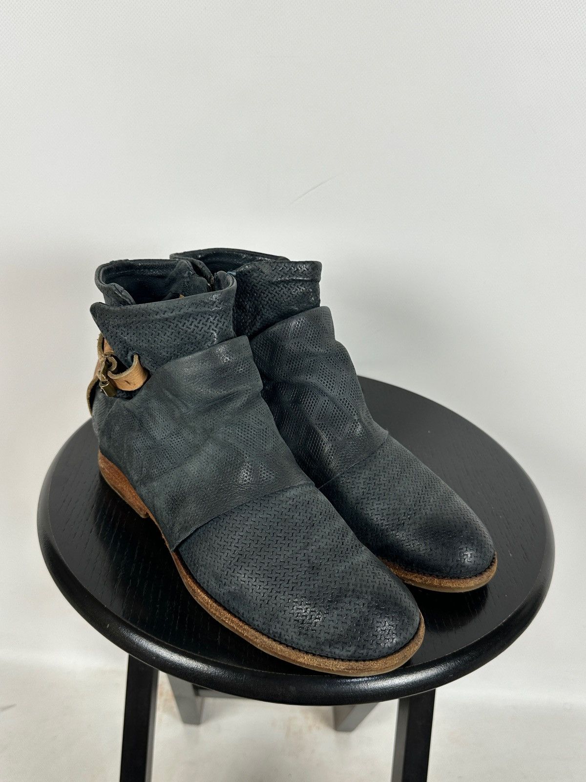A.S.98 A.S.98. Airstep Navy Blue Leather Biker Ankle Boots Size US 8 / IT 38 - 6 Thumbnail