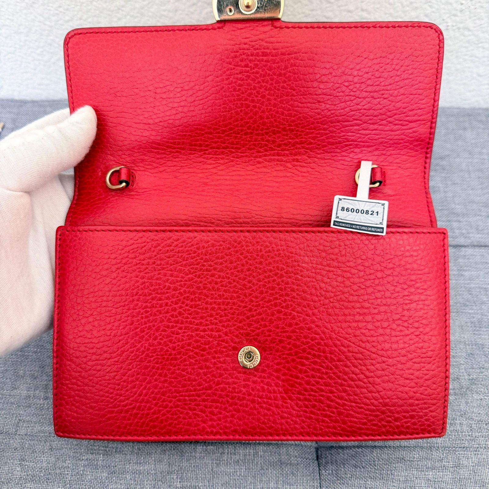 Gucci Gucci Red Leather Interlocking G Chain Bag-3 Size ONE SIZE - 8 Thumbnail