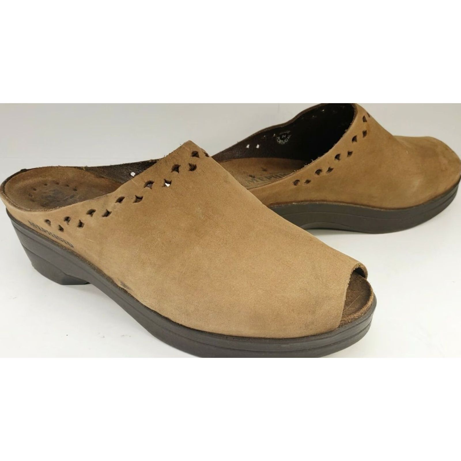 Mephisto Mephisto Women's Black Peep Toe Leather Mule Clog Size 8M 39E Size US 8 / IT 38 - 2 Thumbnail
