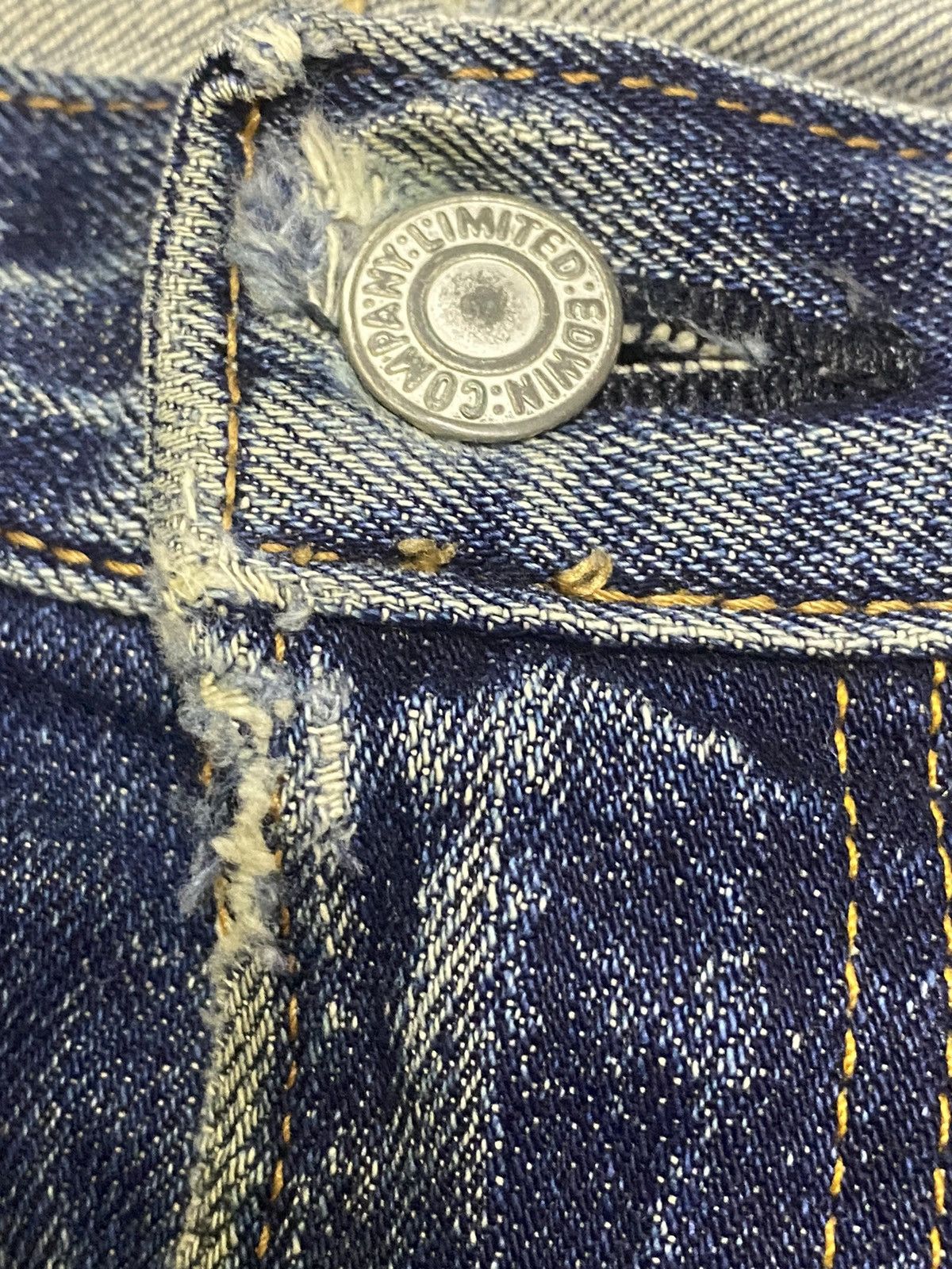 Japanese Brand Vintage Edwin503 Limited Blue Wash Distressed Loose Jeans Size US 31 - 12 Thumbnail