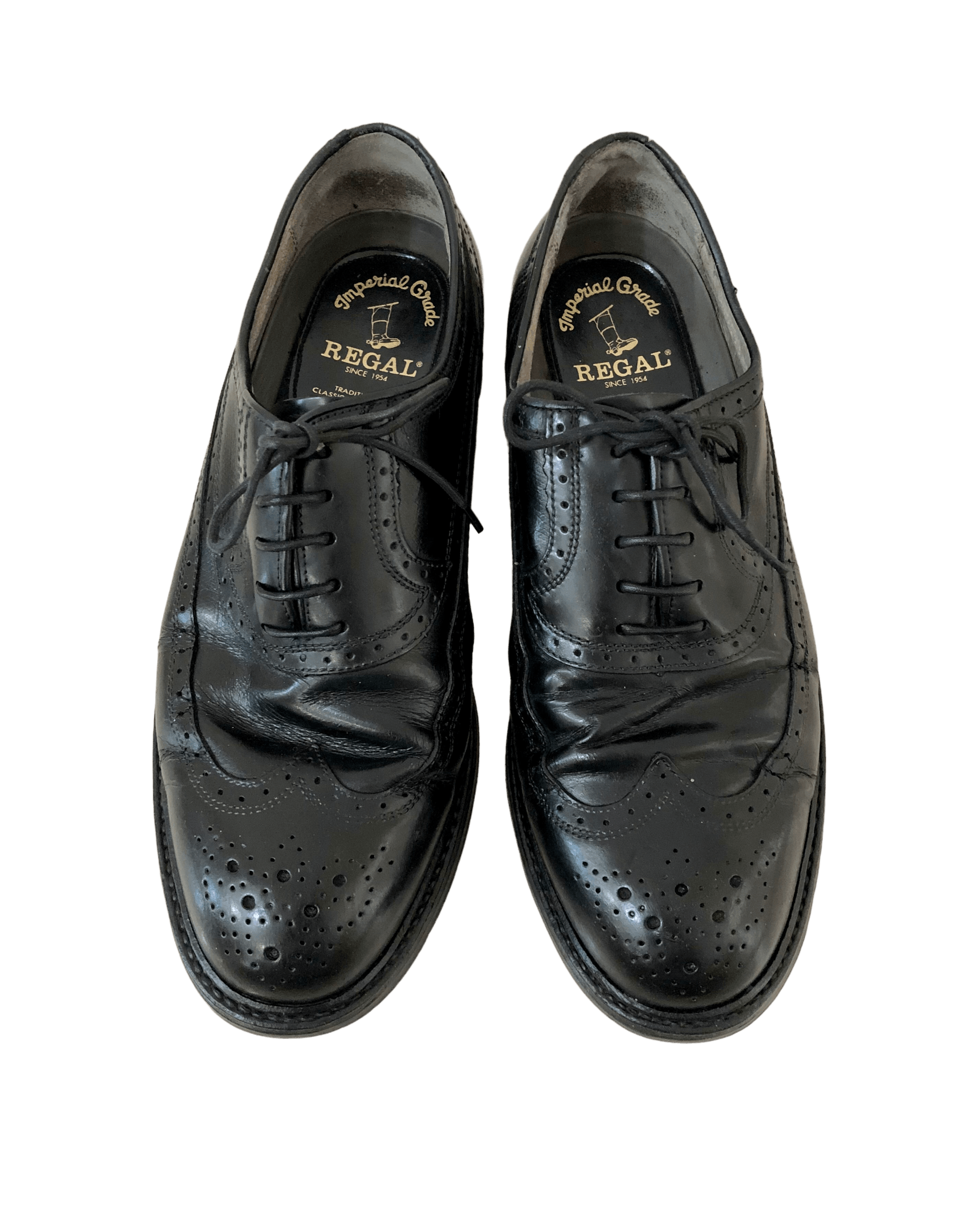 image of Vintage 70's 80's Regal Imperial Grade Wingtip Leather Shoes in Black, Men's